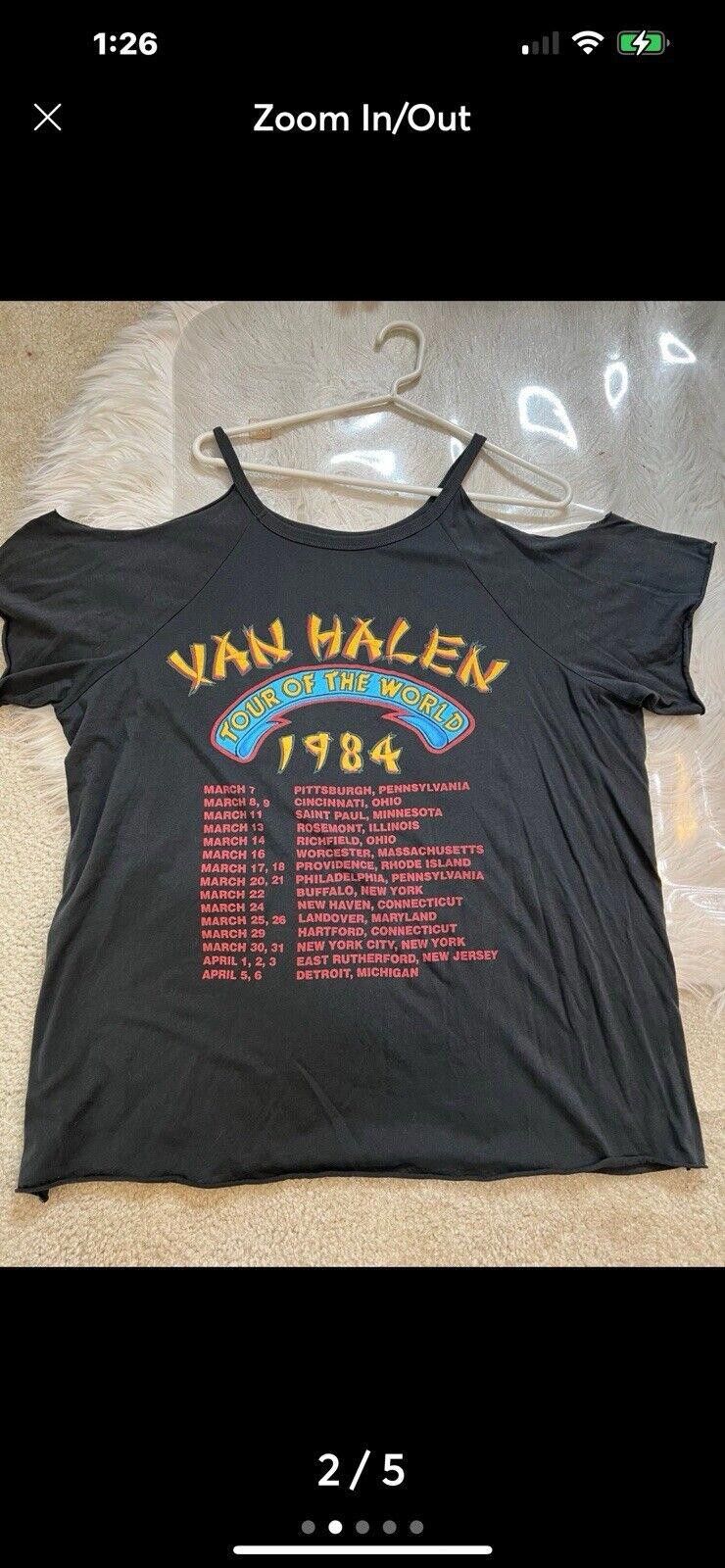 Designer Van Halen 1984 World Tour Woman’s Concert Tee Cold Shoulder Size US XXL / EU 58 / 5 - 2 Thumbnail