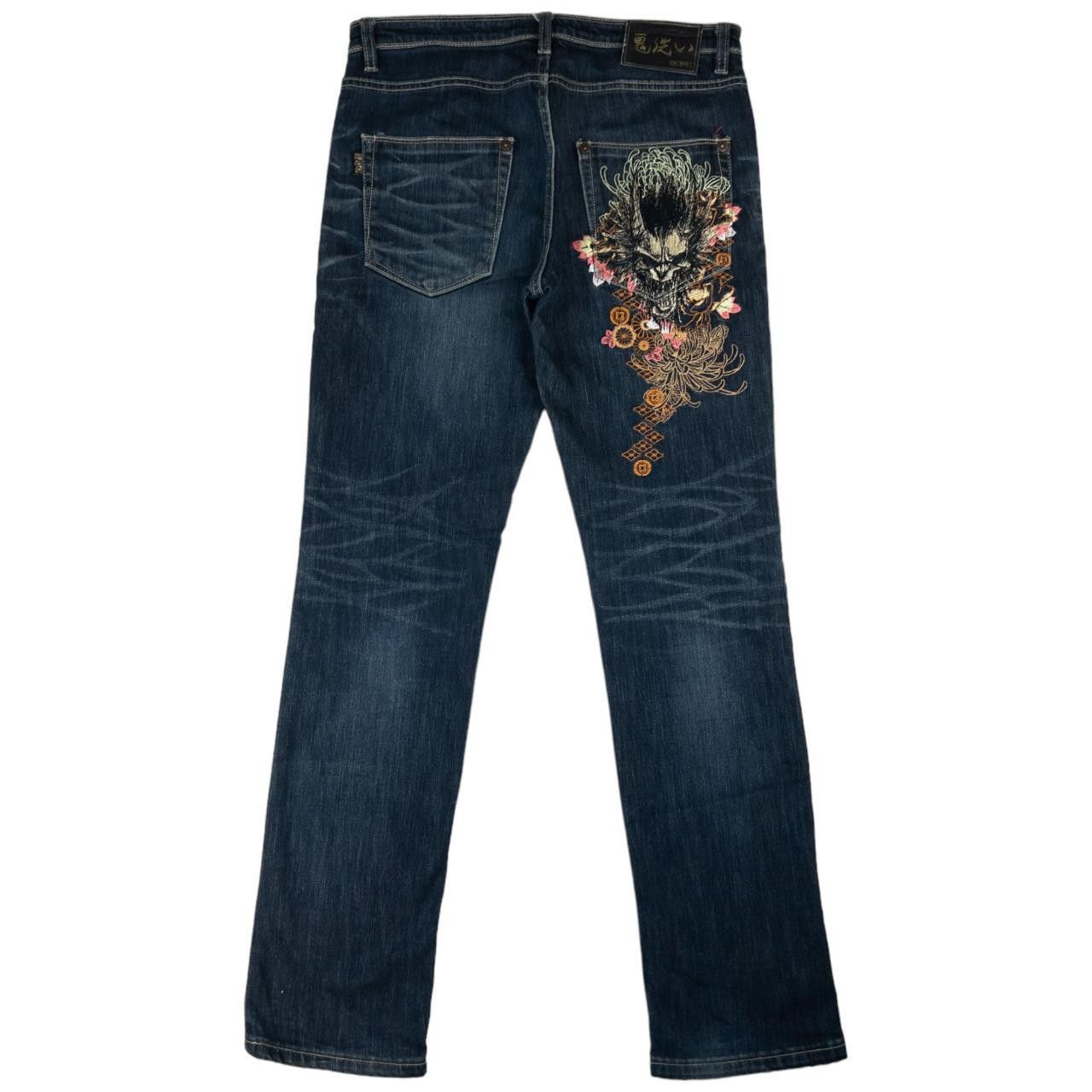Other Vintage Oniarai Japanese Embroidered Denim Jeans Size W34 Size US 34 / EU 50 - 2 Thumbnail