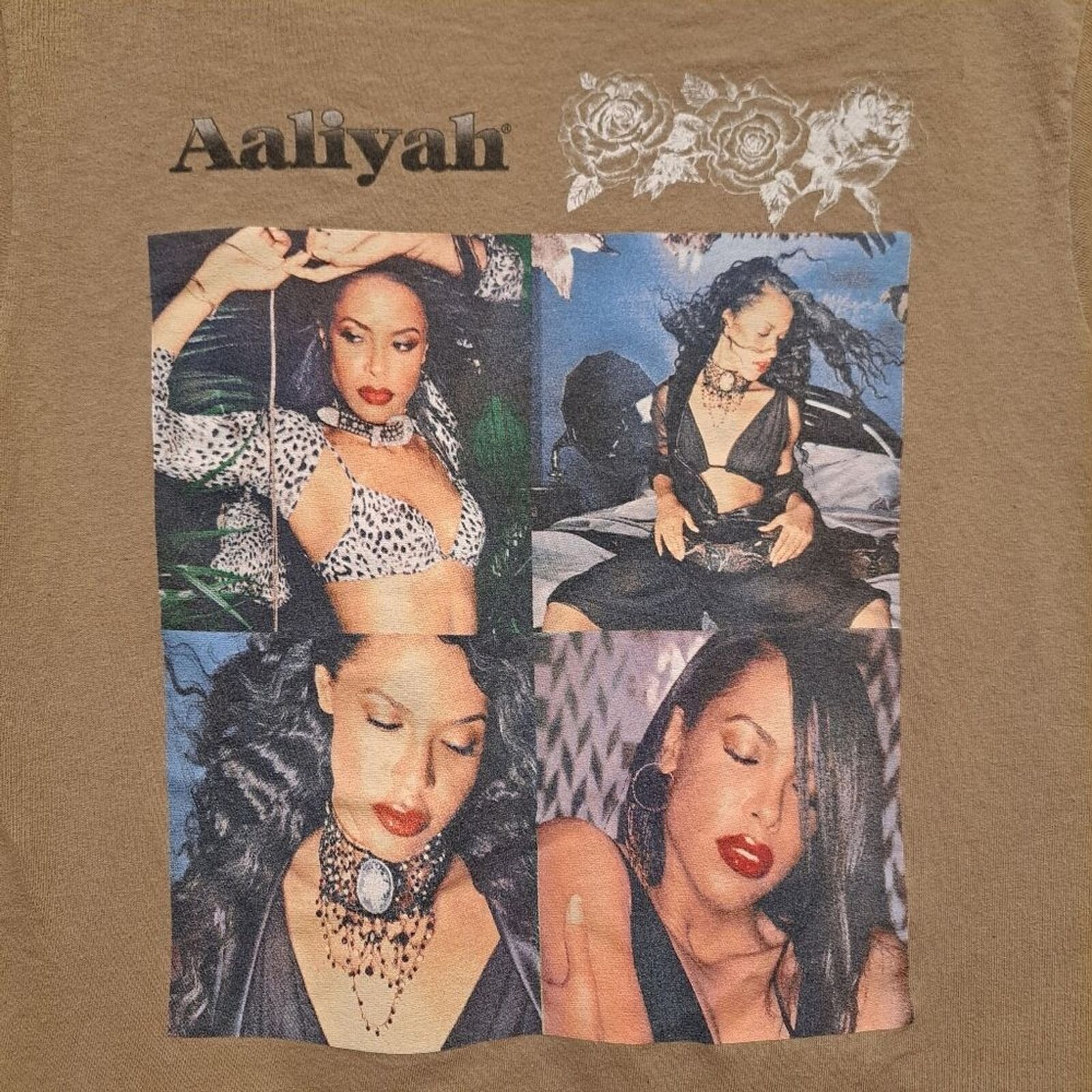 Other Aaliyah t-shirt singer faded beige music pop band shirt M Size M / US 6-8 / IT 42-44 - 2 Thumbnail