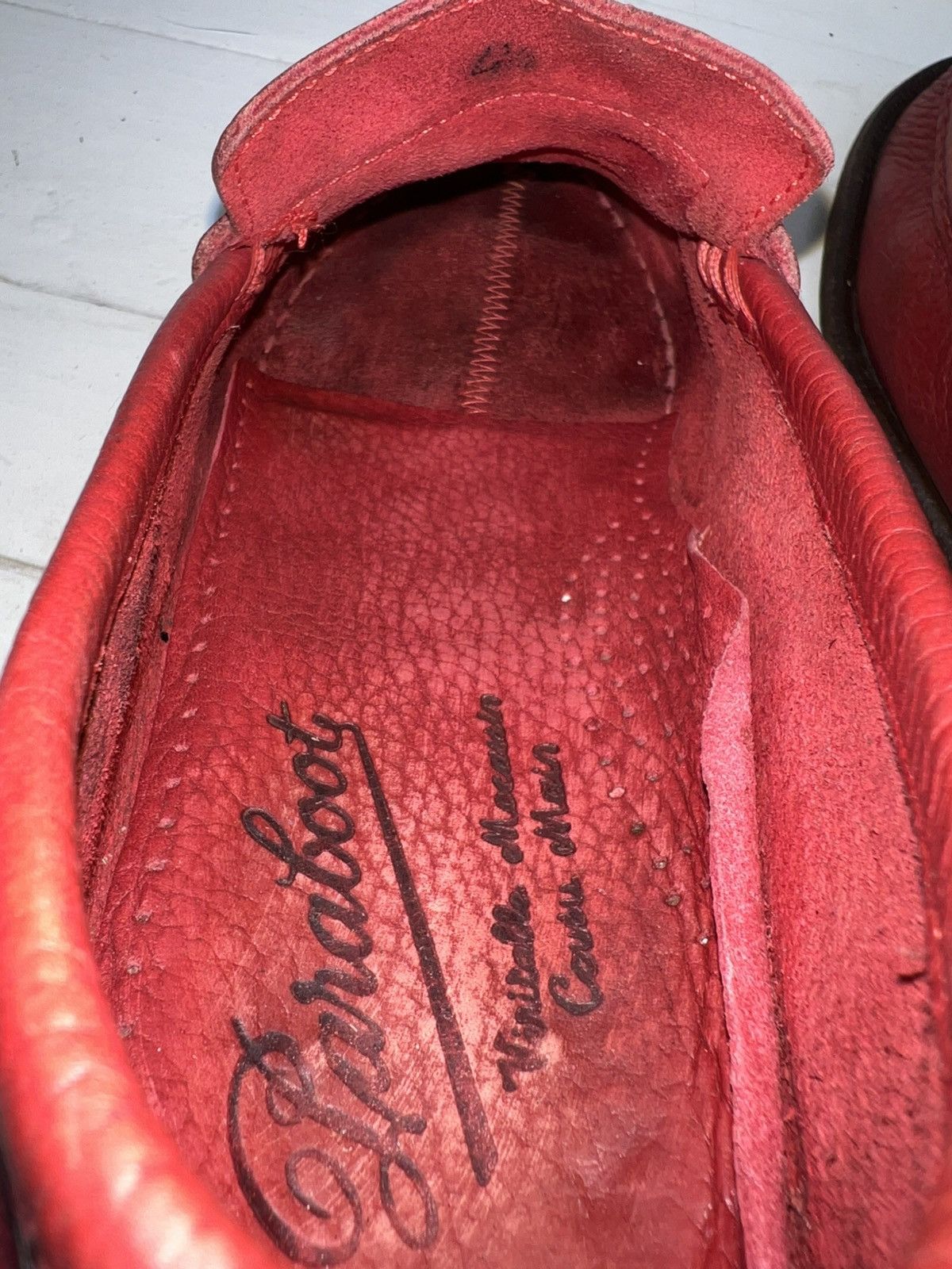 Paraboot Paraboot Veritable Mocassin Red Leather Boat Shoe Size US 7 / IT 37 - 14 Thumbnail