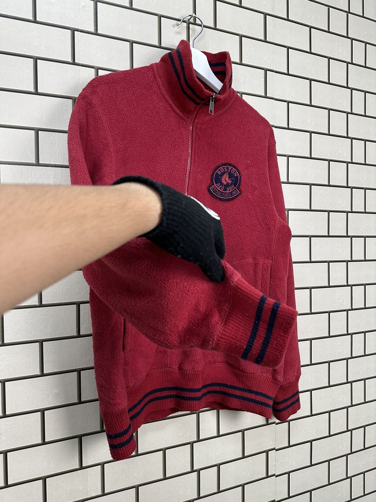 MLB × Vintage Boston RedSox Major League Baseball Half Zipper Jacket Size US L / EU 52-54 / 3 - 4 Thumbnail