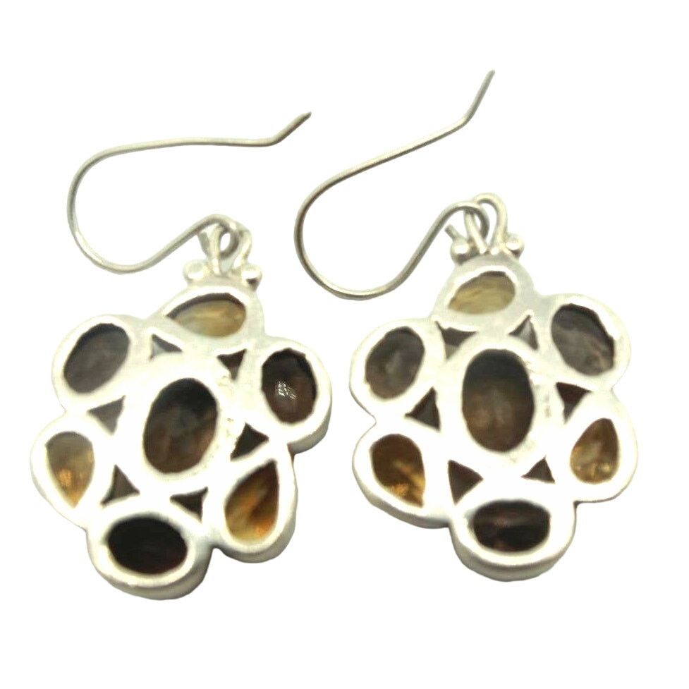 Other Nepal Silver Earrings Genuine Citrine & Amethyst 1-1/2" Drop Size ONE SIZE - 3 Thumbnail