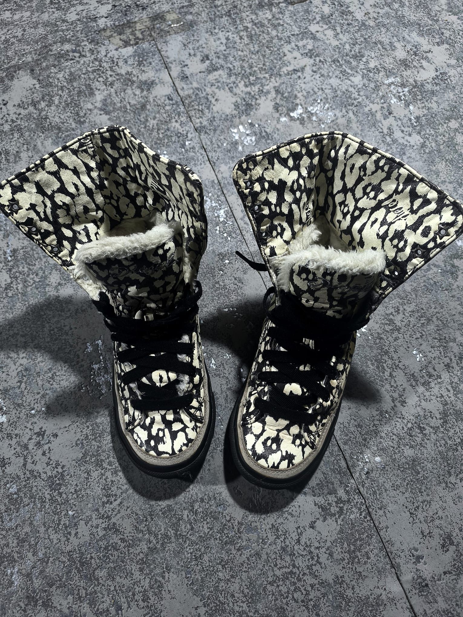 Diesel Diesel Expoflap y2k fur leather sneakers Size US 5 / IT 35 - 9 Thumbnail