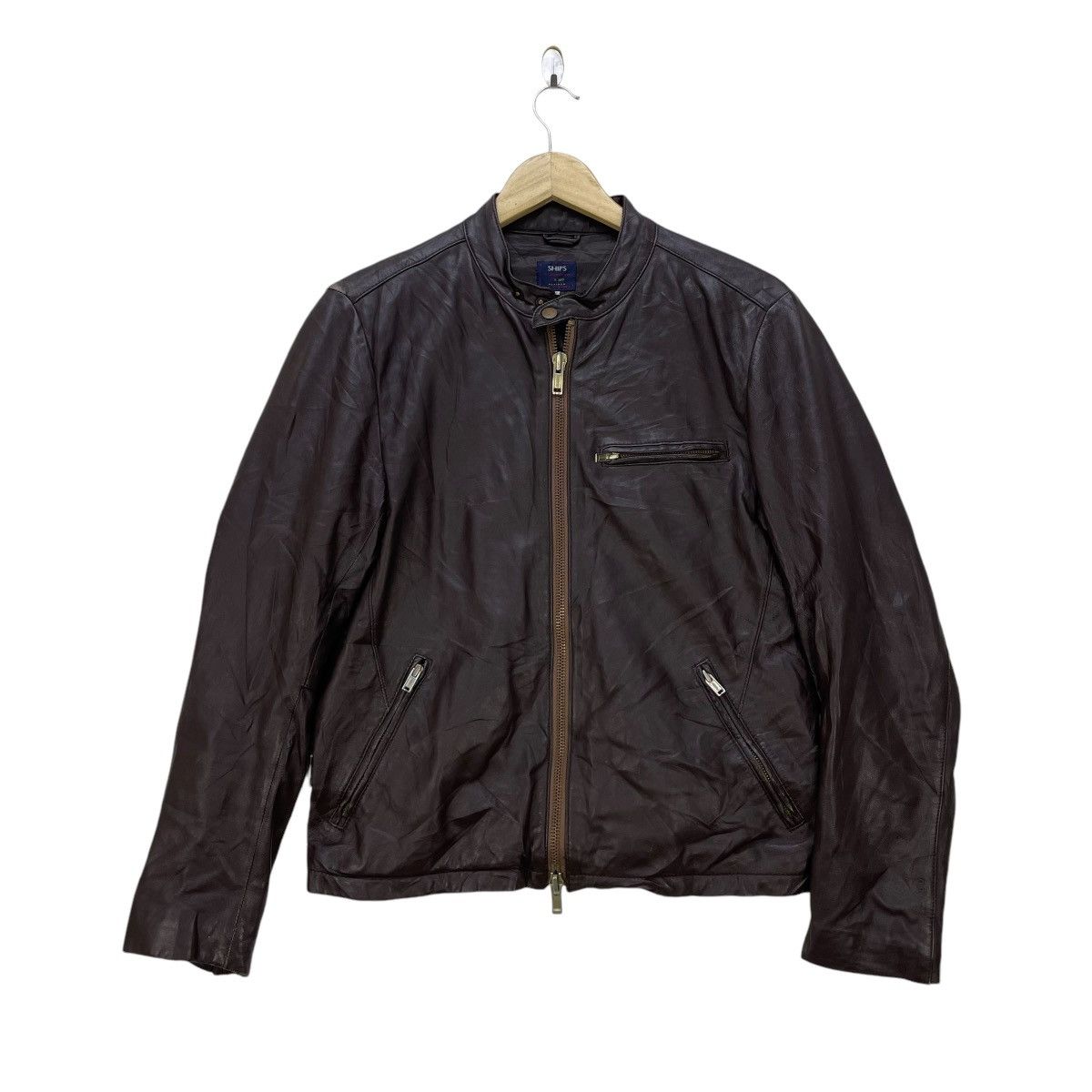 SHIPS Vintage Ships Japan Cafe Racer Lamb Leather Jacket Size US M / EU 48-50 / 2 - 2 Thumbnail
