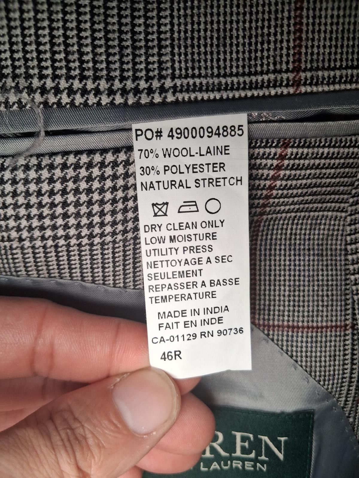 Polo Ralph Lauren Ralph Lauren Sport Coat Mens 46R Gray Glen Plaid Wool Size 46R - 3 Thumbnail