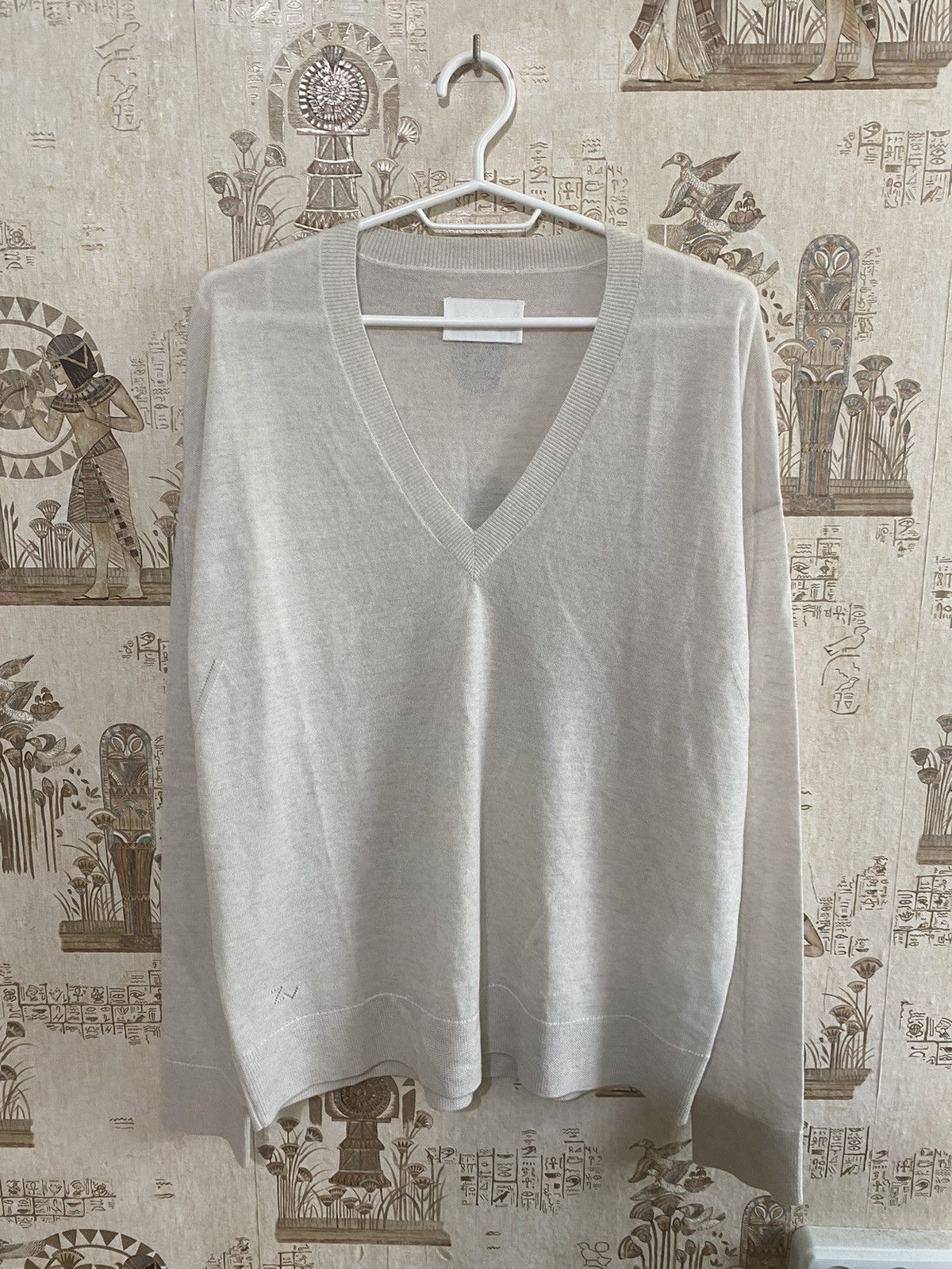 Zadig & Voltaire Zadig&Voltaire V-Neck Merino Wool Sweater Light Beige Size L / US 10 / IT 46 - 6 Thumbnail