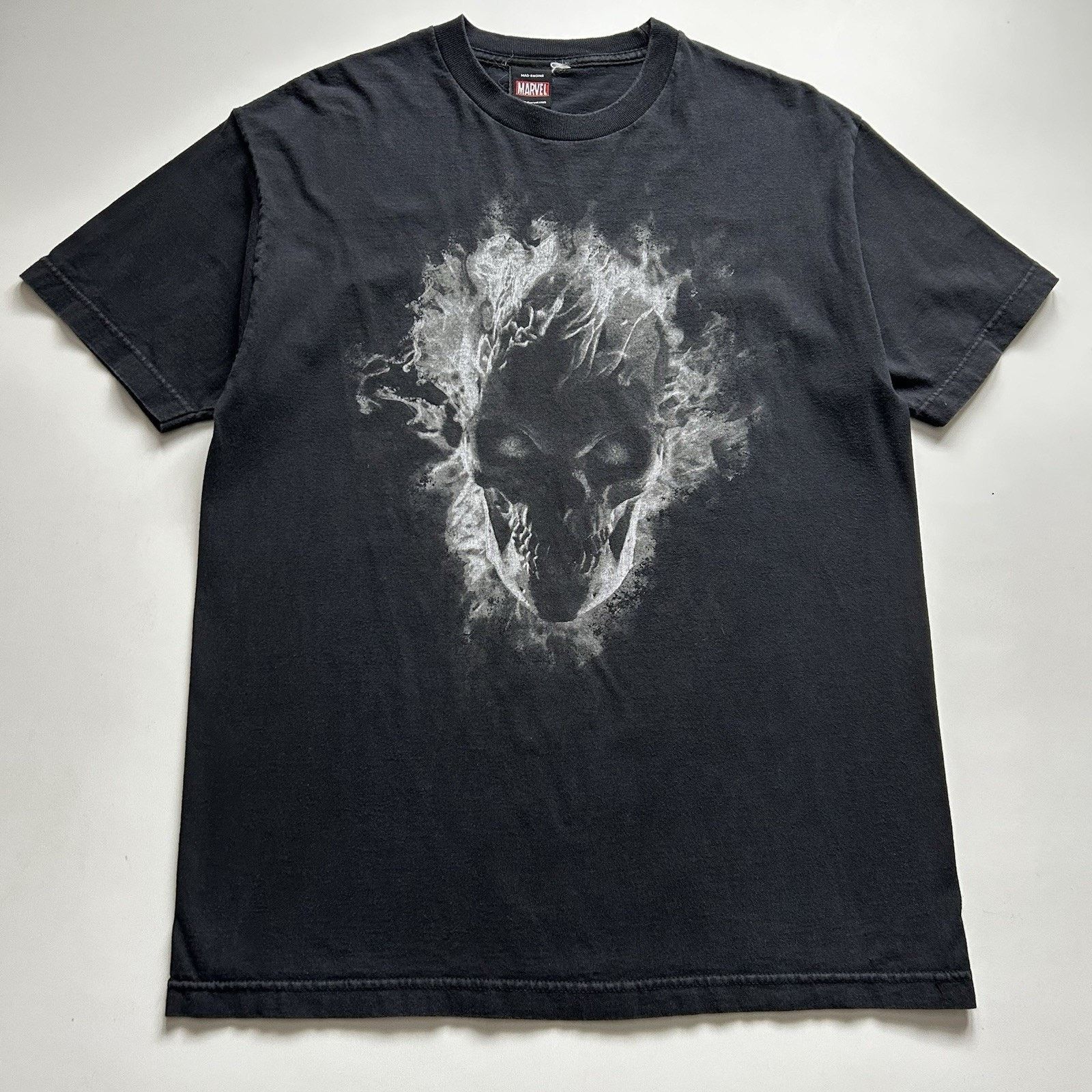 Vintage Marvel Ghost Rider Shirt Large Y2K Faded Black Rare