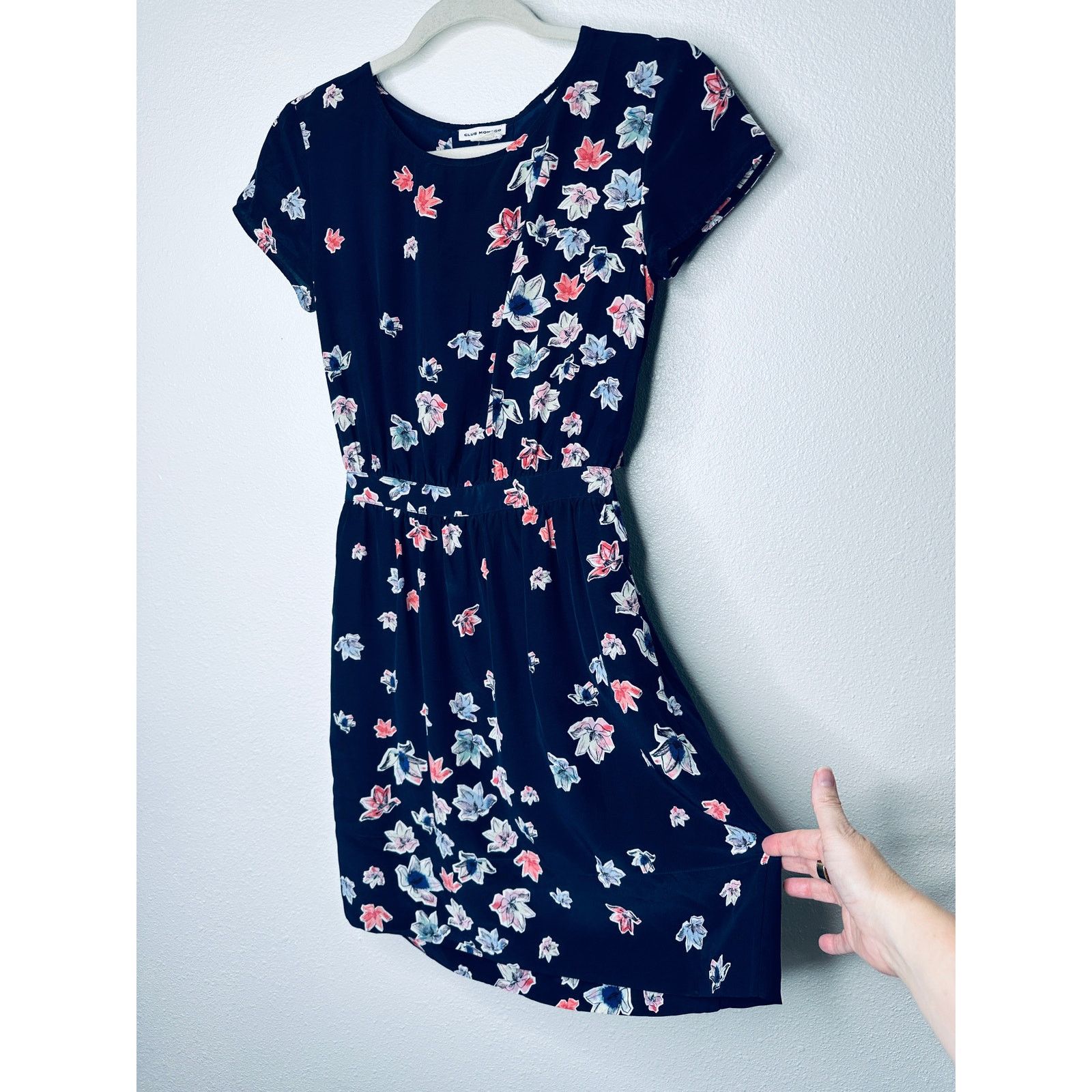 club monaco silk mini dress Club Monaco Black Polka Dot Silk Long Sleeve Wrap Mini Dress