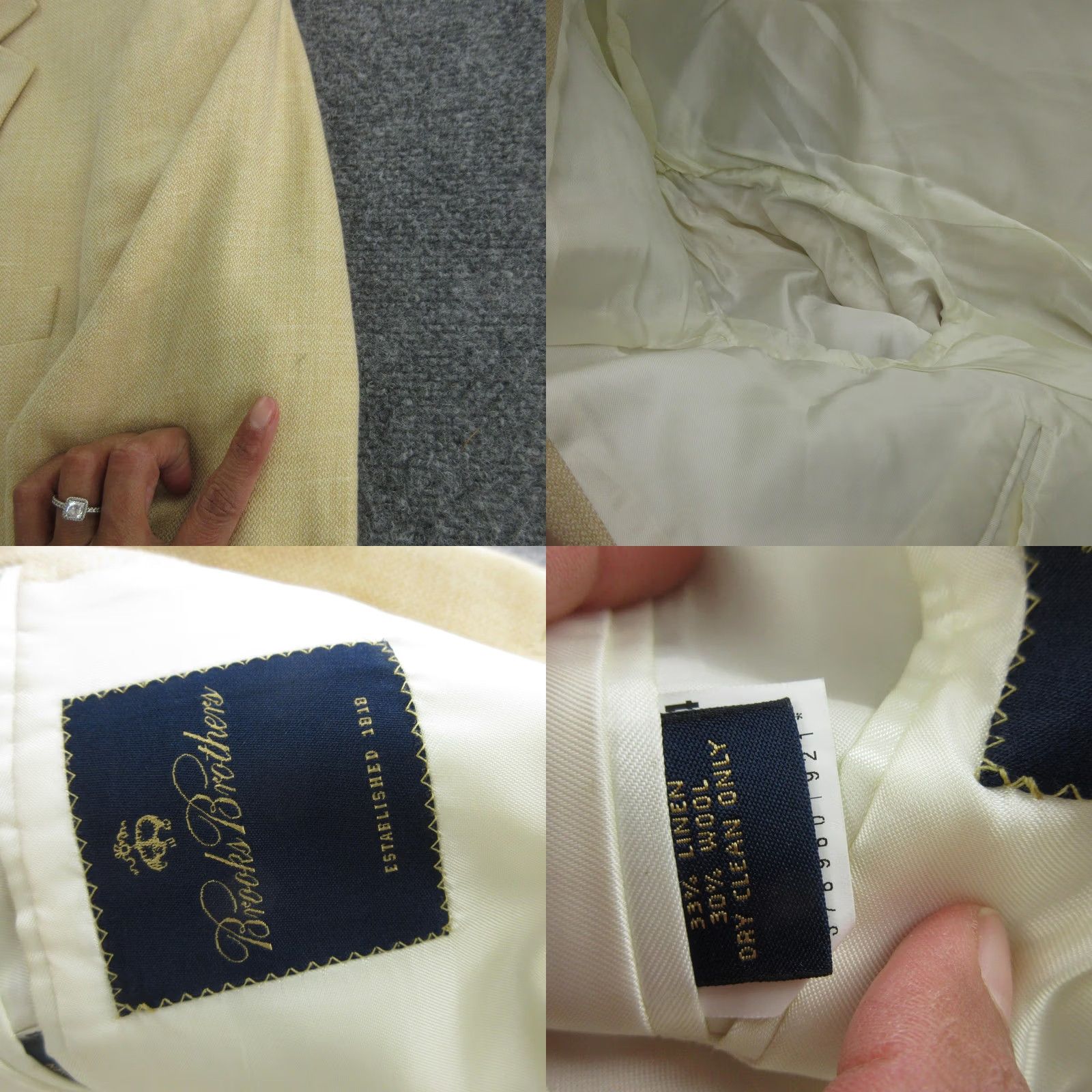 Brooks Brothers Brooks Brothers Sport Coat Jacket Men's 42 Regular Beige Linen Wool Two-Button Notch Lapel 2-Piece Size US XS / EU 42 / 0 - 9 Thumbnail