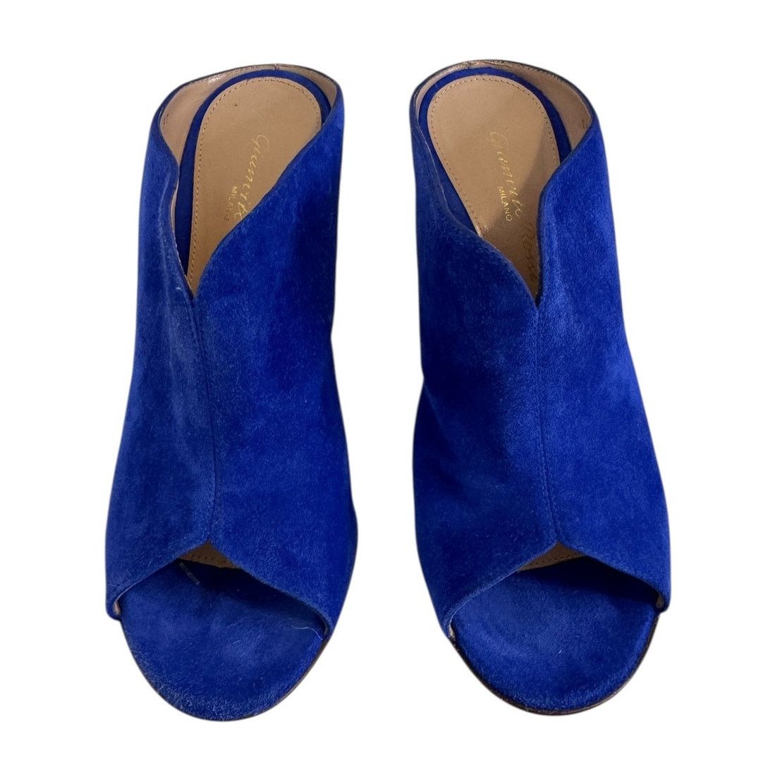 Gianvito Rossi Gianvito Rossi Italy Cobalt Blue Suede Mule Heels Sz 37 Size US 6.5 / IT 36.5 - 2 Thumbnail