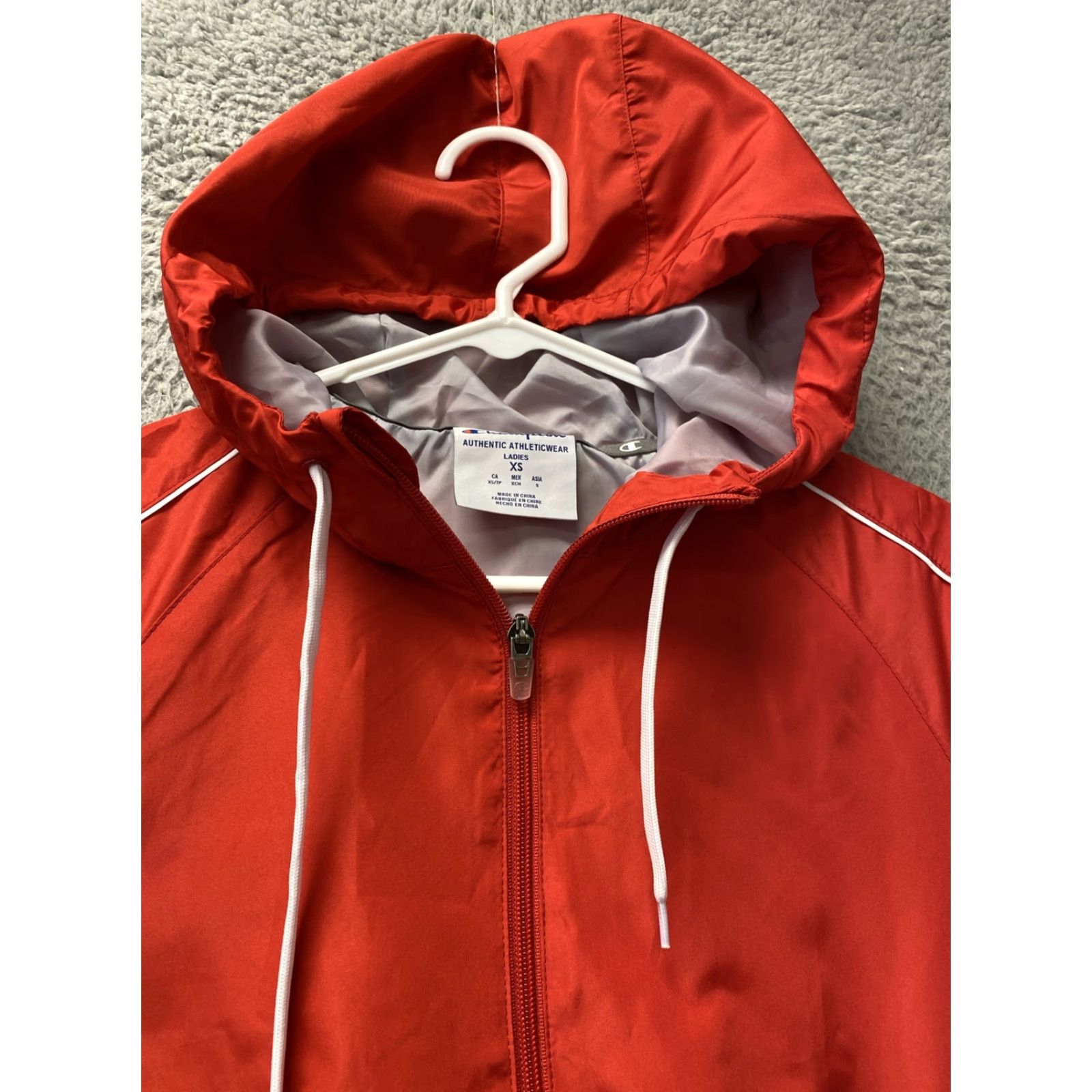 Champion Champion Women's Hoodie Jacket XS Full Zip Logo Red Cotton Blend Activewear Size XS / US 0-2 / IT 36-38 - 3 Thumbnail