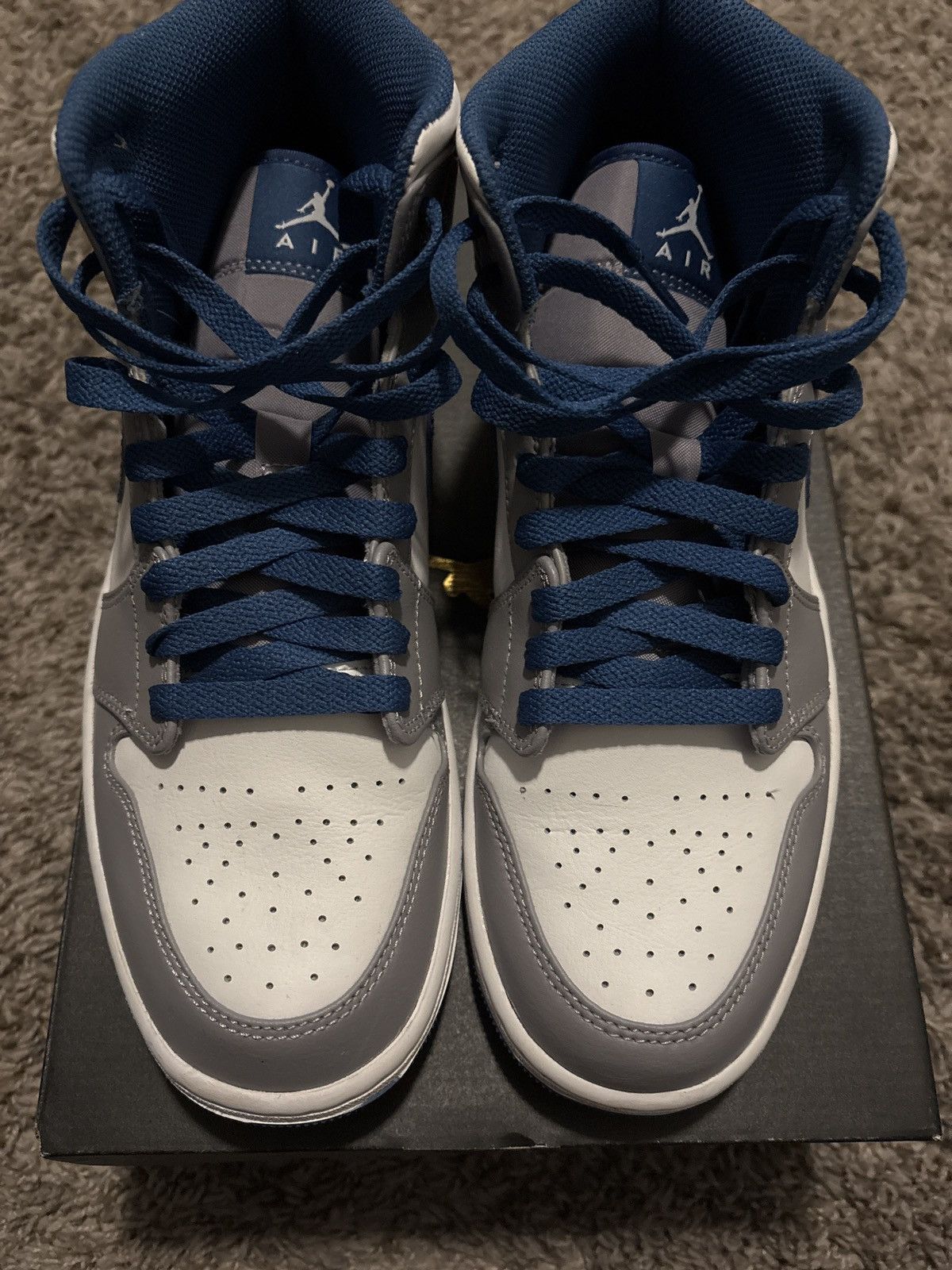 Nike Air Jordan 1 Mid ‘Cement True Blue’ Size US 9.5 / EU 42-43 - 2 Thumbnail
