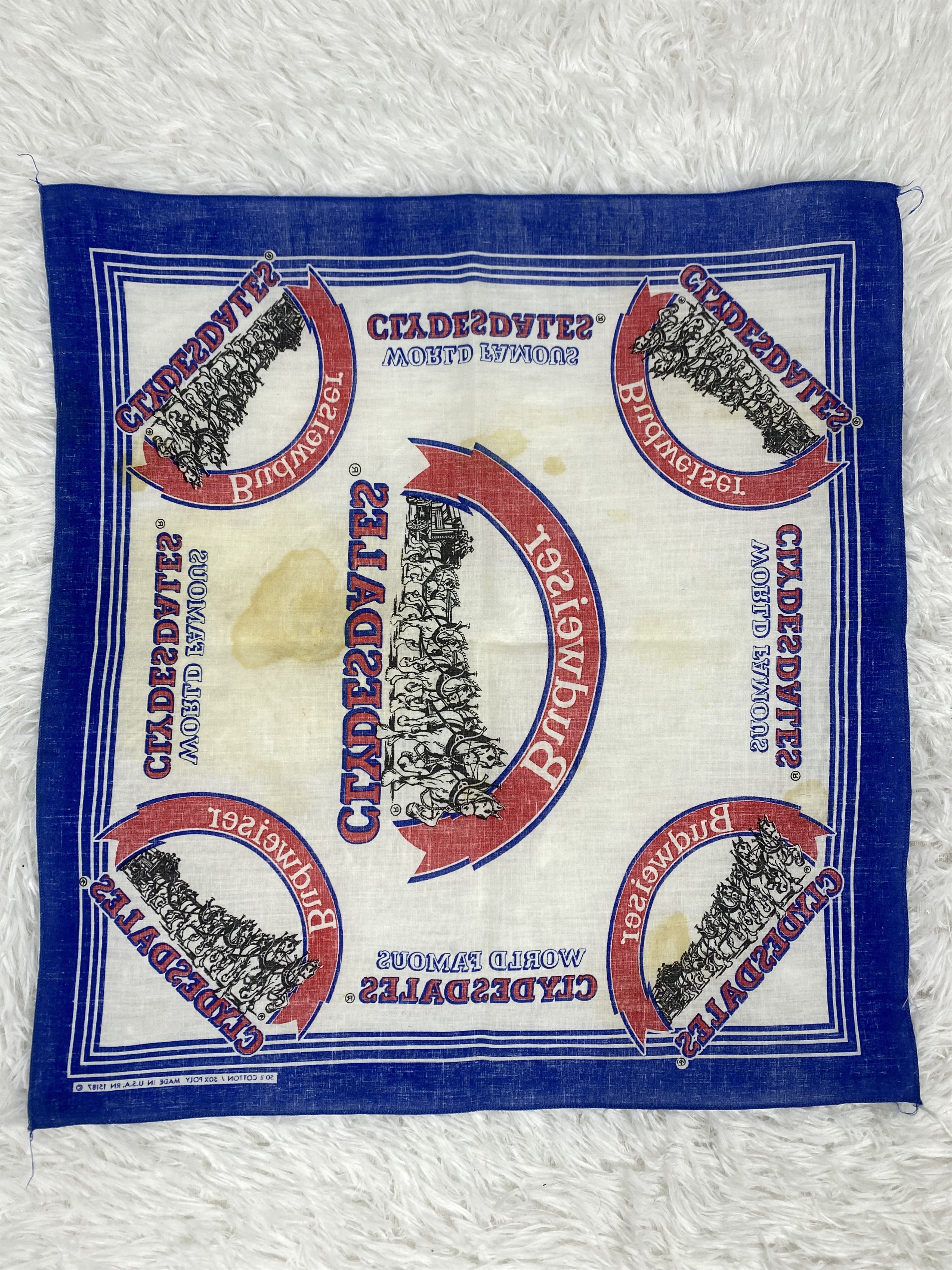 Budweiser × Vintage Vintage Budweiser Handkerchief Neckerchief PH0644 Size ONE SIZE - 6 Thumbnail