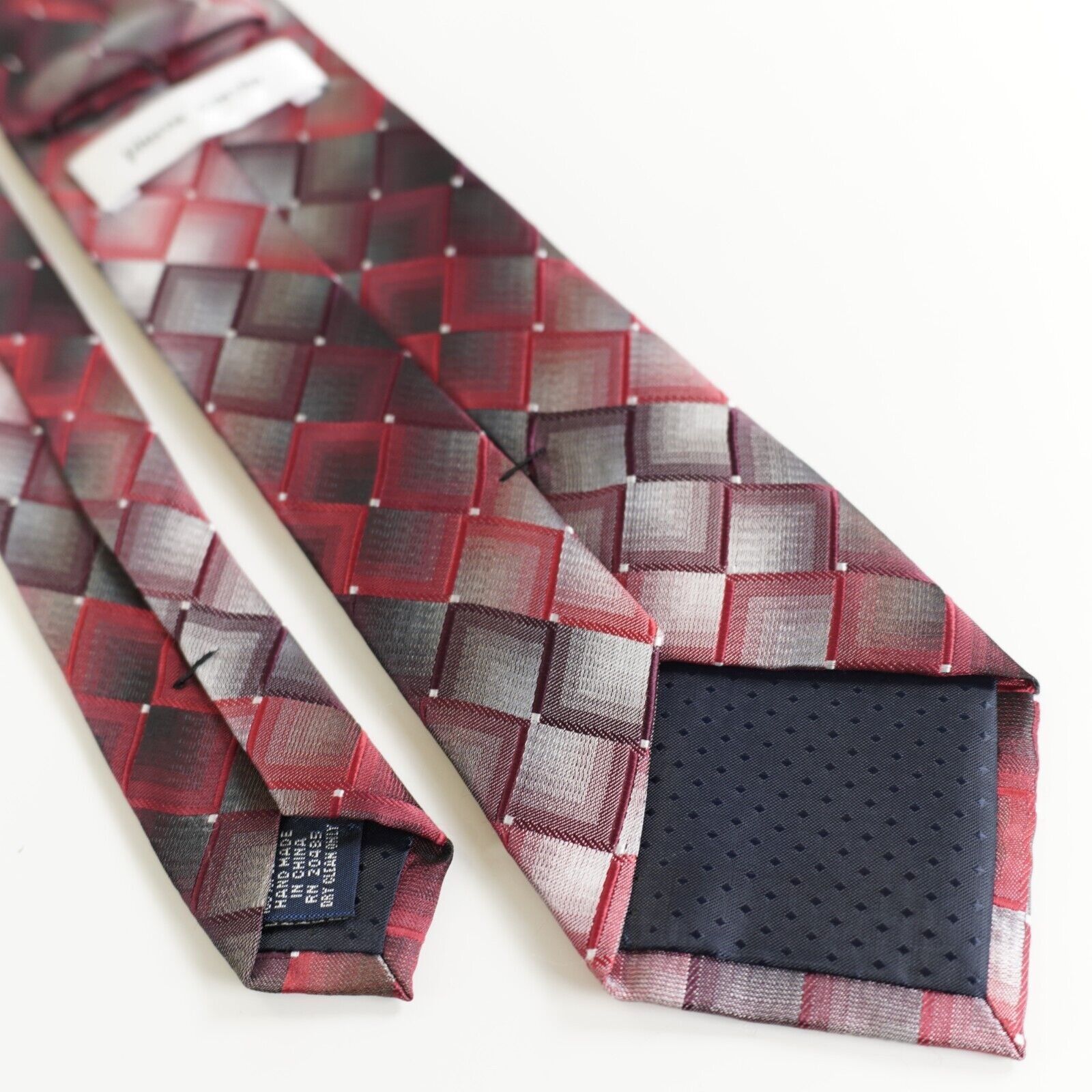 Pierre Cardin Pierre Cardin Red Check Long Skinny Polyester Woven Tie Size ONE SIZE - 3 Thumbnail
