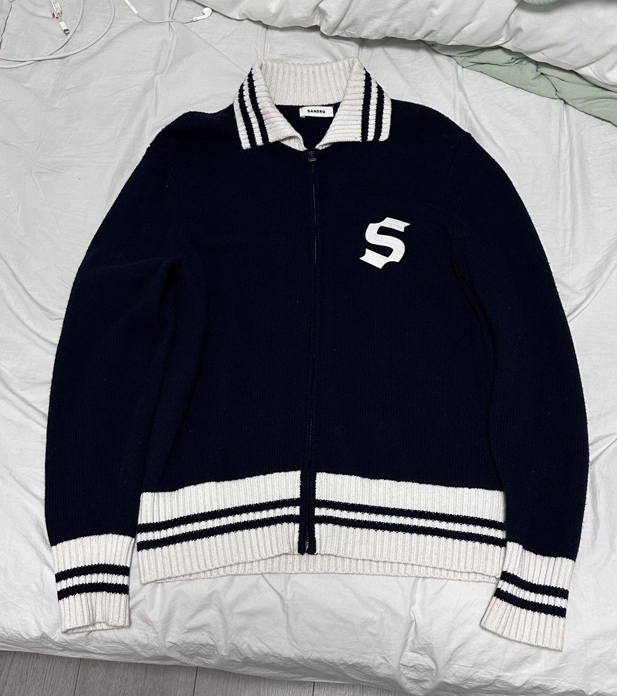 Sandro sandro winter 22 cardigan varsity navy blue Size US M / EU 48-50 / 2 - 1 Thumbnail
