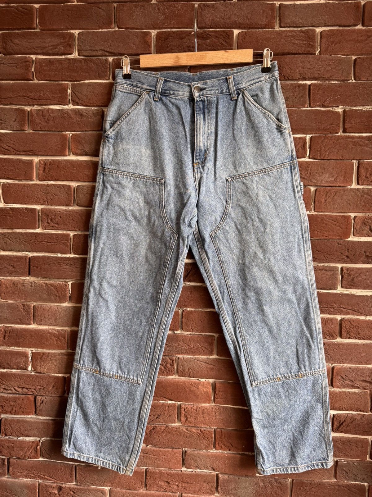 Carhartt Washed Carhartt Double Knee Distressed Blue Hype Workwear Size US 30 / EU 46 - 1 Thumbnail