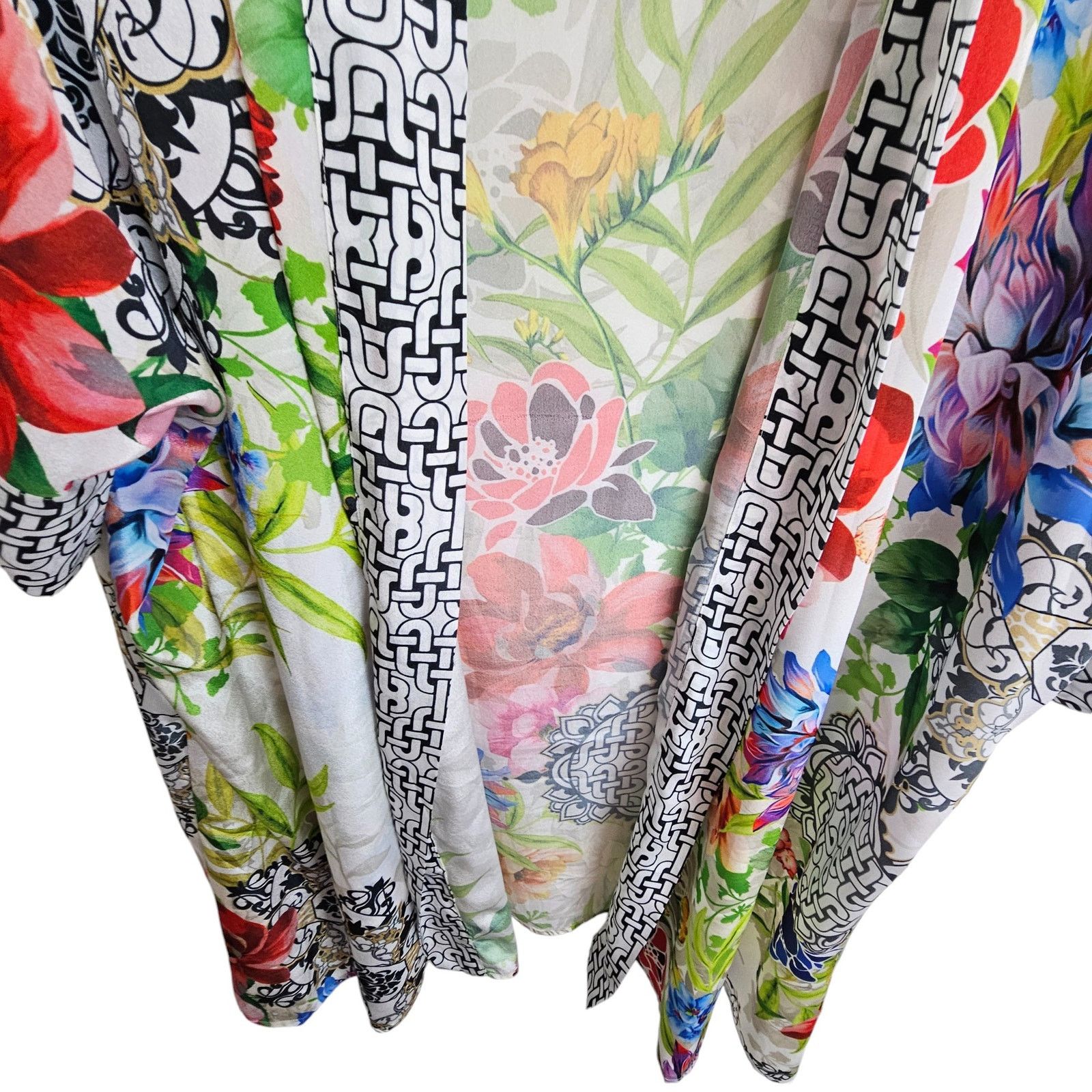Donna Karan Karyn Seo Womens Floral Artsy Kimono Size XL Open Front Art Size XL / US 12-14 / IT 48-50 - 3 Thumbnail