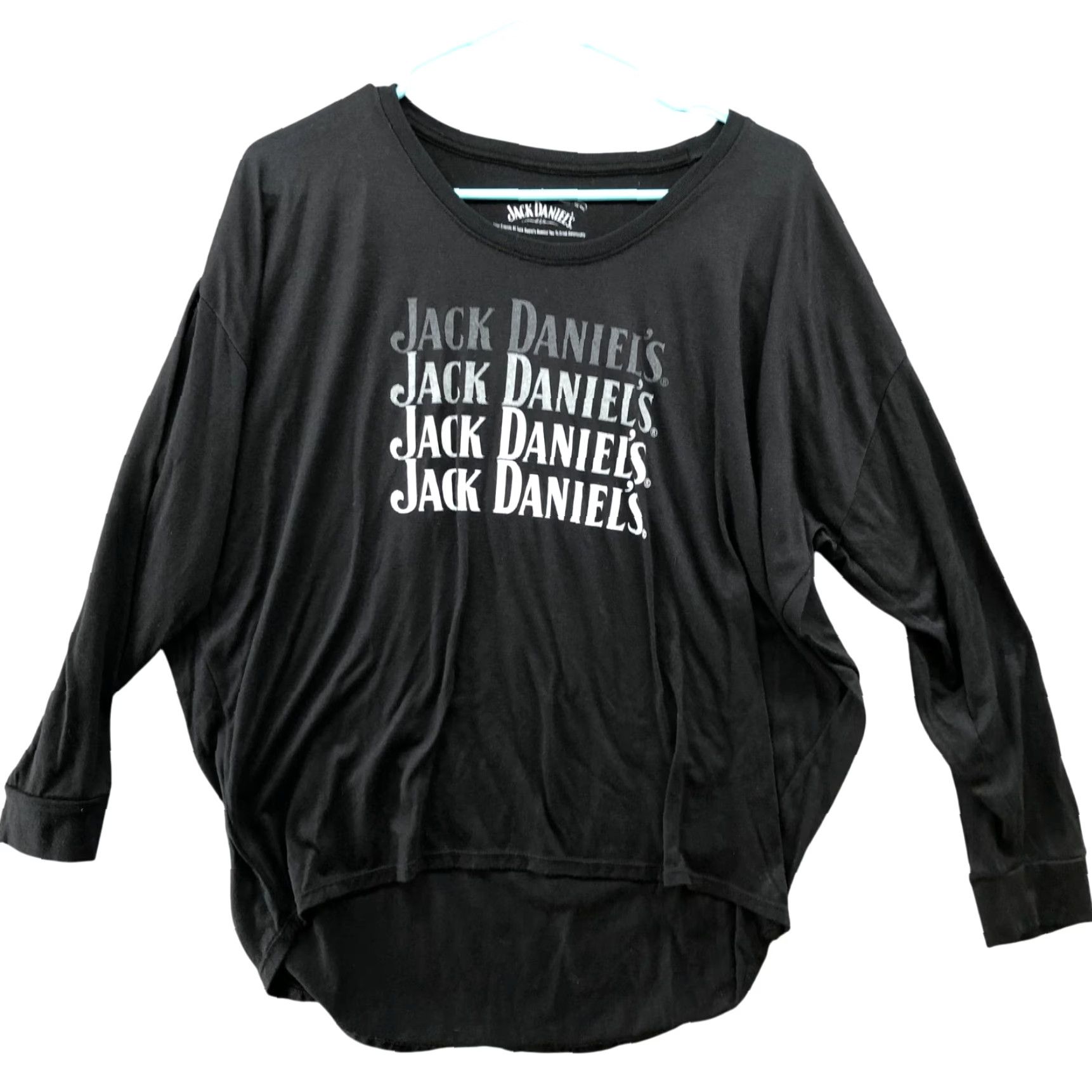 Vintage Jack Daniels Long Sleeve Graphic T Shirt Womens L Black Dolman High Low Hem Size L / US 10 / IT 46 - 2 Thumbnail
