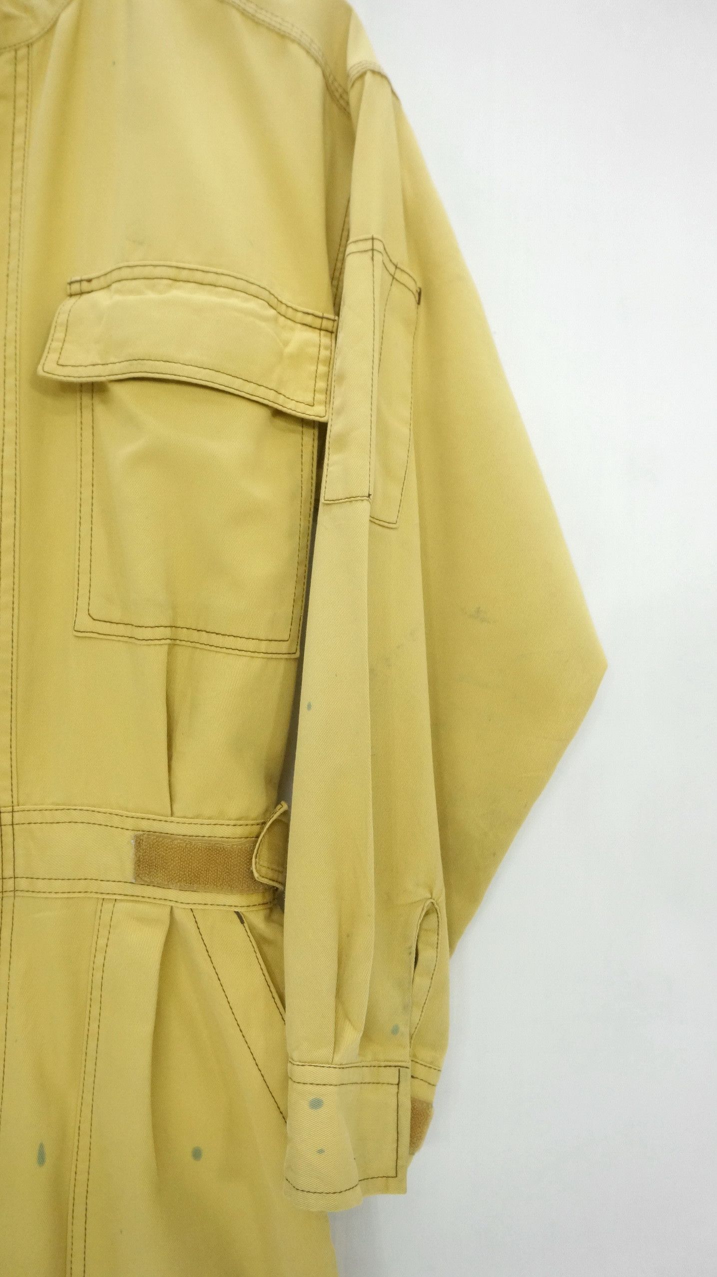 Japanese Brand Vintage TOYOTA Faded Pale Yellow Coverall Size US 31 - 5 Thumbnail