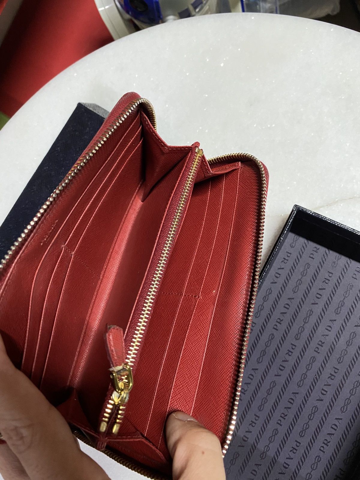 Prada Prada Red Womens Leather Long Wallet Preowned Size ONE SIZE - 5 Thumbnail