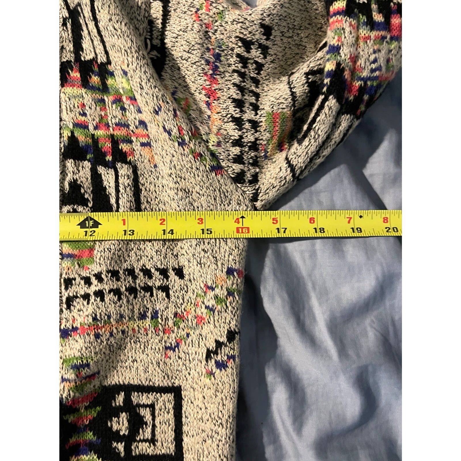 Native Northern Angel Southwestern Long Duster Cardigan Sweater Aztec Multicolor Open Knit Women's M Regular Cardigan Season Fall Winter Boho Angel Pattern Size M / US 6-8 / IT 42-44 - 6 Thumbnail
