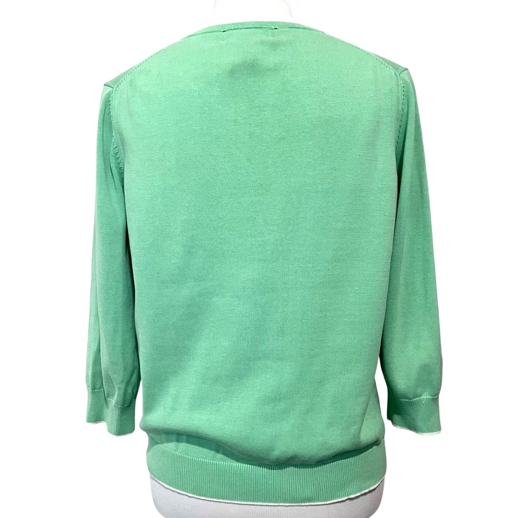 Brooks Brothers Brooks Brothers 345 Women’s Sweater V-Neck 3/4 Sleeve Cotton Silk Green Sz L Pullover Womens Suede? Size L / US 10 / IT 46 - 4 Thumbnail