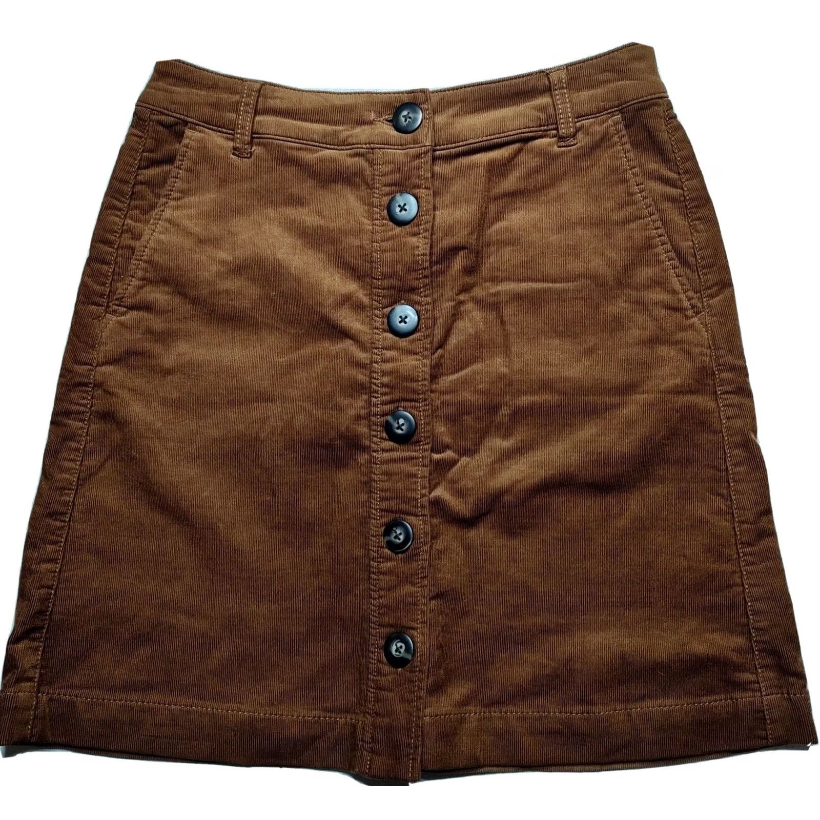 Vintage CABI Women Short Skirt Brown Button Front 18.5" Corduroy EUC XS? 4? Size 27" / US 4 / IT 40 - 2 Thumbnail