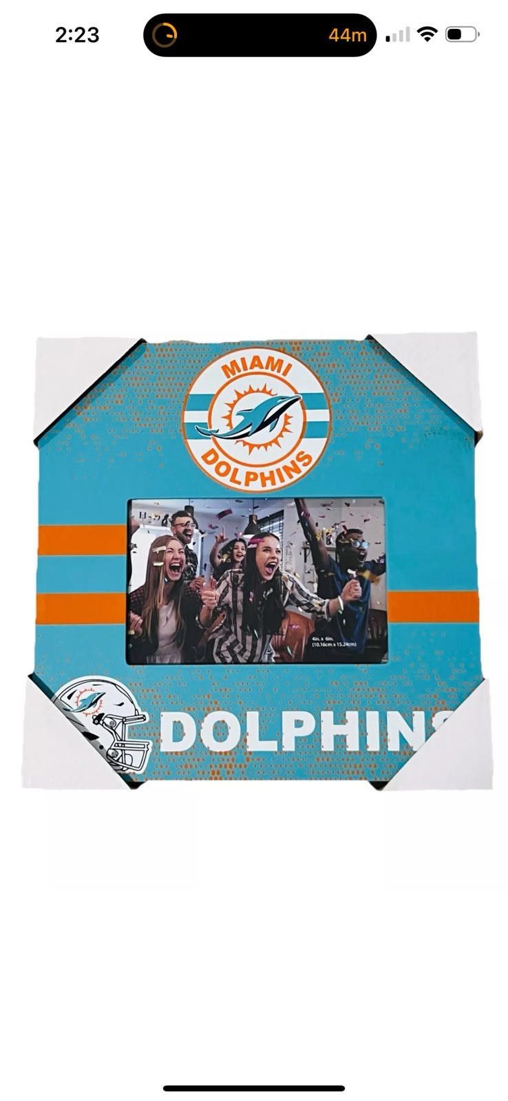 Designer Miami Dolphins Football NFL 9.5”sq Wooden Photo Frame 5 x 7 Size ONE SIZE - 1 Thumbnail