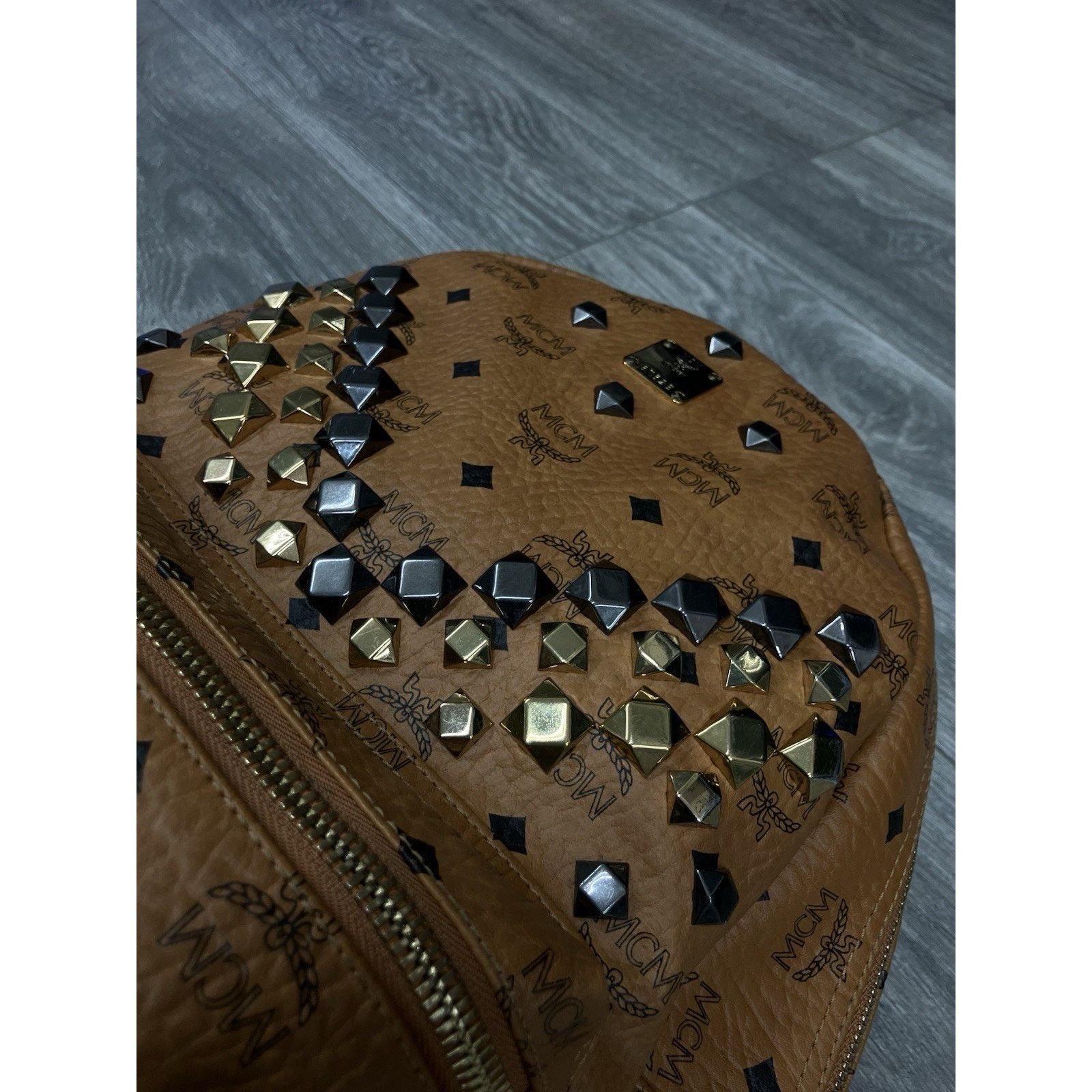 MCM MCM Cognac Stark " M " Studded Backpack | GREAT CONDITION! Size ONE SIZE - 6 Thumbnail