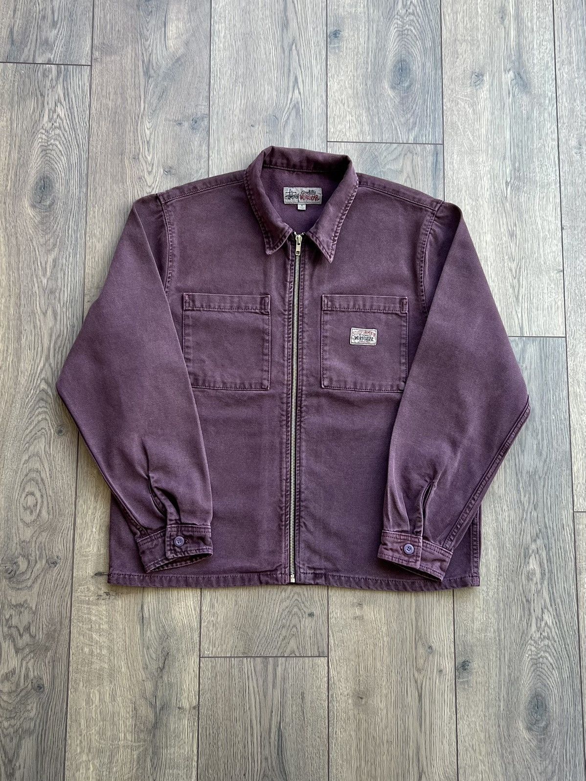 Stussy Washed Canvas Zip Work Shirt “Purple” Small