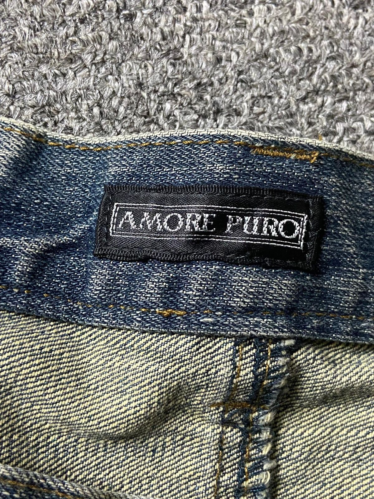 Japanese Brand Amore Puro American Distressed Denim Jeans (142) Size US 40 / EU 56 - 3 Thumbnail