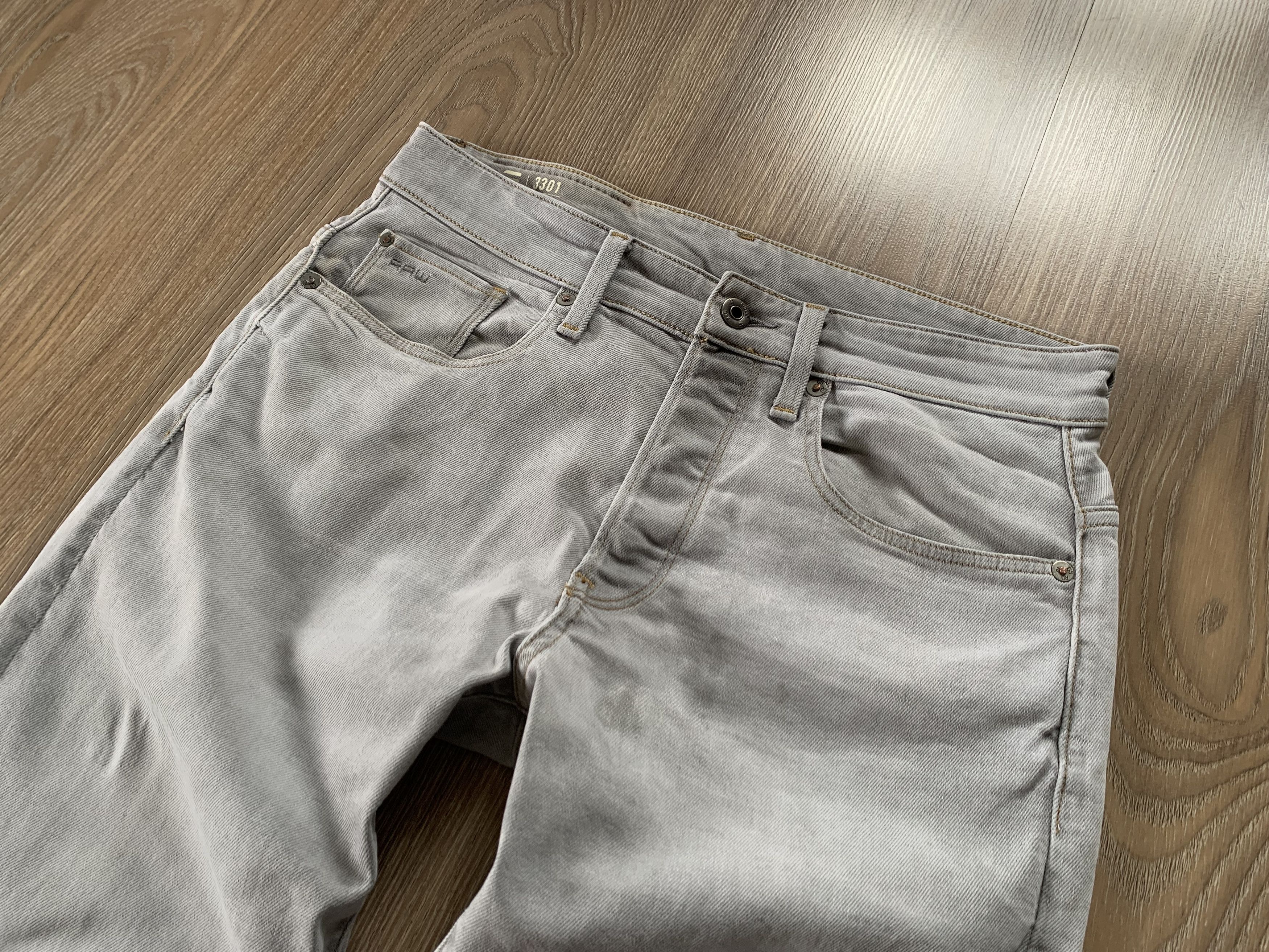 Denime × G-Star G-Star Raw 3301 Tapered Grey Jeans Size US 30 / EU 46 - 4 Thumbnail