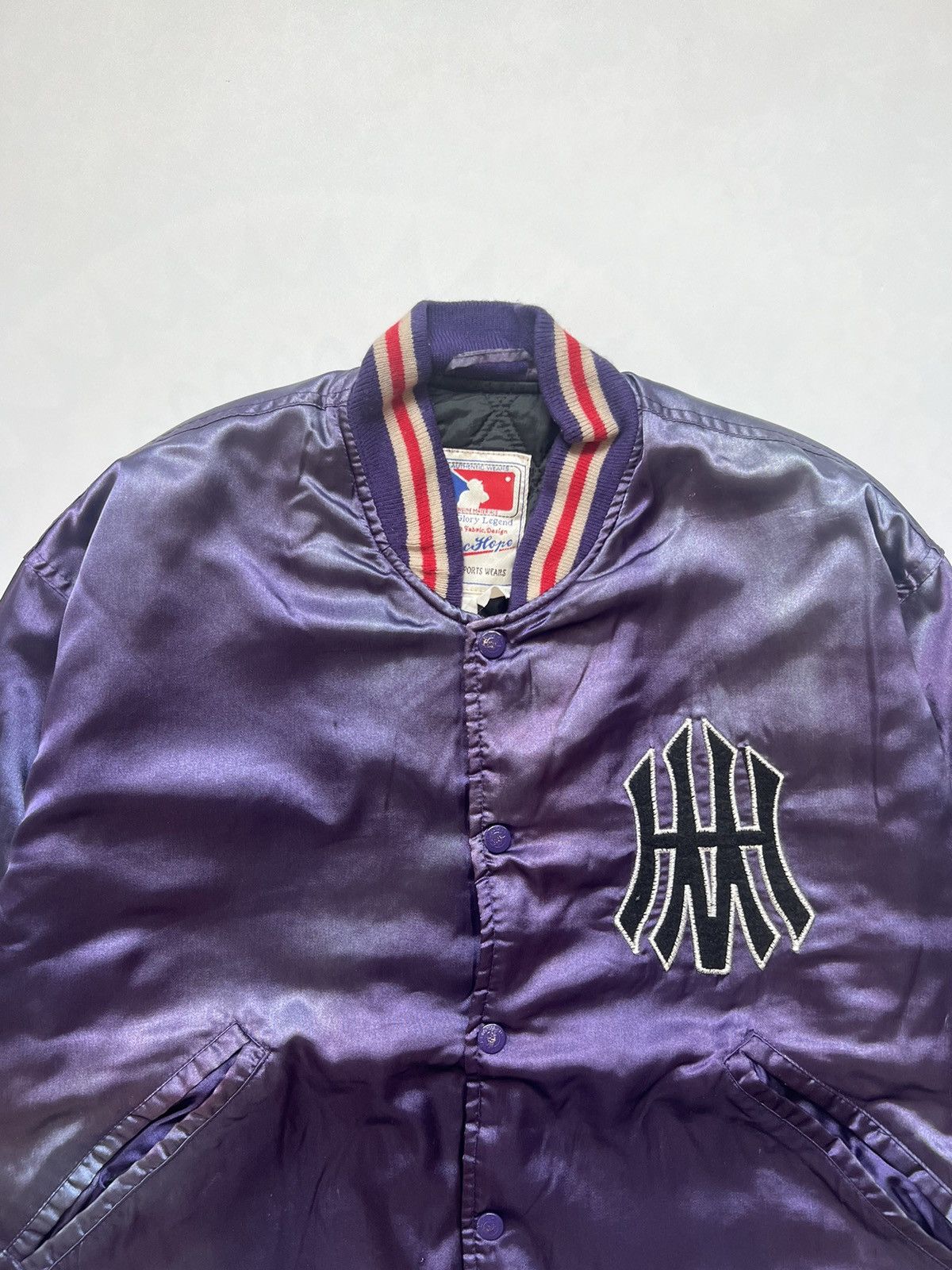 MLB Vtg Sun Faded Satin Baseball Varsity Snap Button By Machope Size US M / EU 48-50 / 2 - 7 Thumbnail