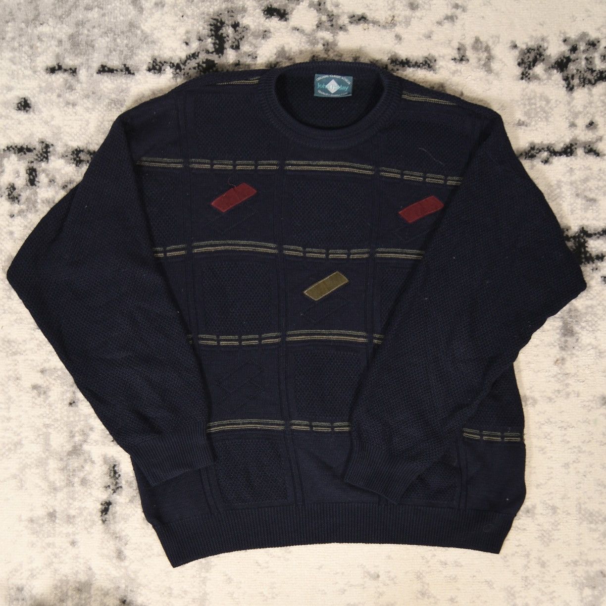 Vintage Vintage Patch Work Knitted Sweater Size US L / EU 52-54 / 3 - 3 Thumbnail