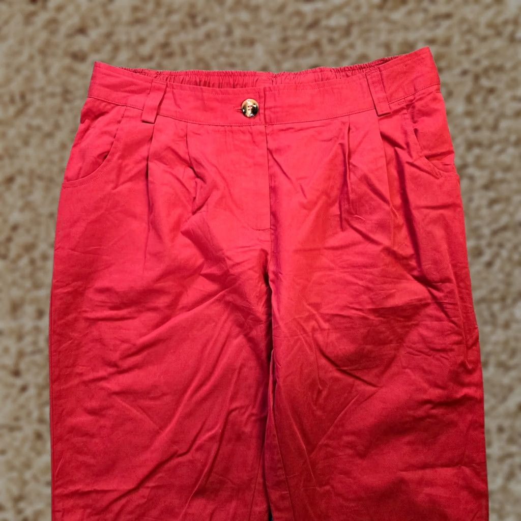 Vintage Halara Pants Women Large Red Mid Rise Casual Cotton Joggers Pockets Crop Tapered Inseam 25in Twist: High Rise? (adjusted by data) Size 36" / US 14 / IT 50 - 1 Thumbnail