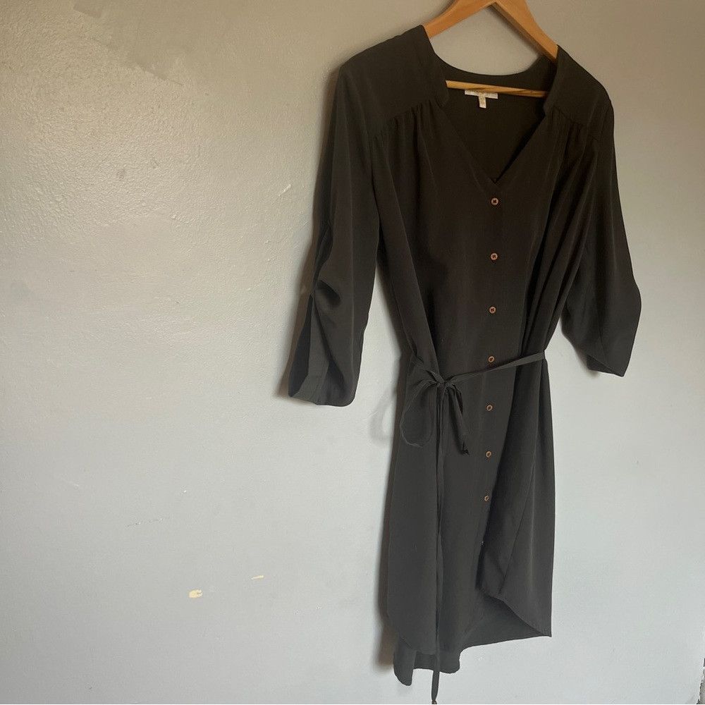Anthropologie Anthropologie Button Detail Wrap Front Dress Green Large Size L / US 10 / IT 46 - 3 Thumbnail