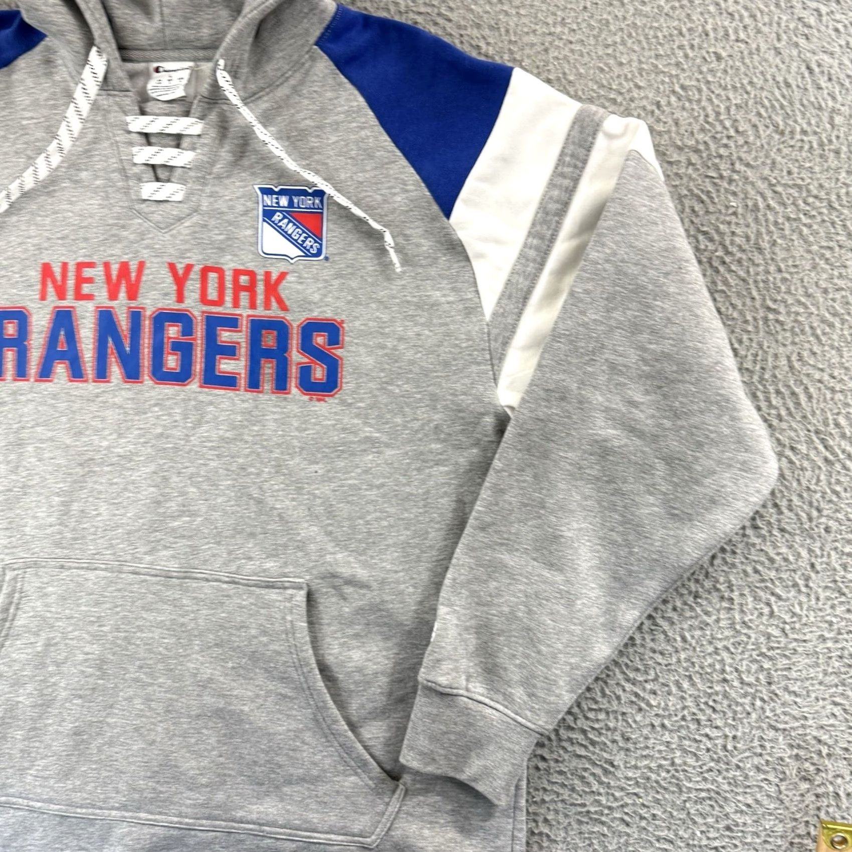 Champion VINTAGE Champion Reverse Weave Hoodie Men Large Gray NHL Hockey 90s Sports Logo Graphic Print Fire Heavyweight Sweatshirt Size US L / EU 52-54 / 3 - 5 Thumbnail