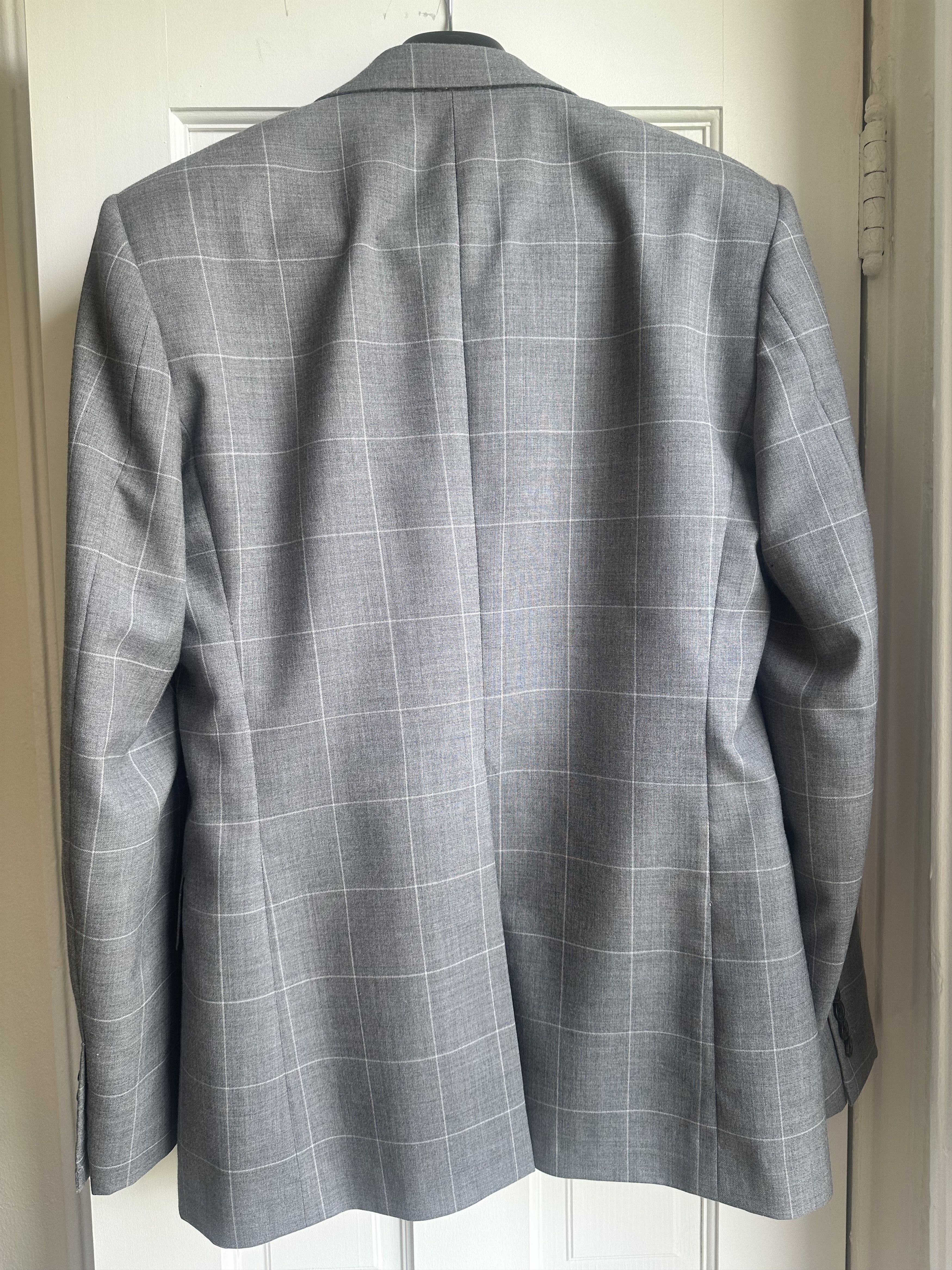 HUSBANDS SINGLE-BREASTED JACKET IN WOOL - GOLDEN FOX GREY WINDOWPANE Size 38R - 2 Thumbnail