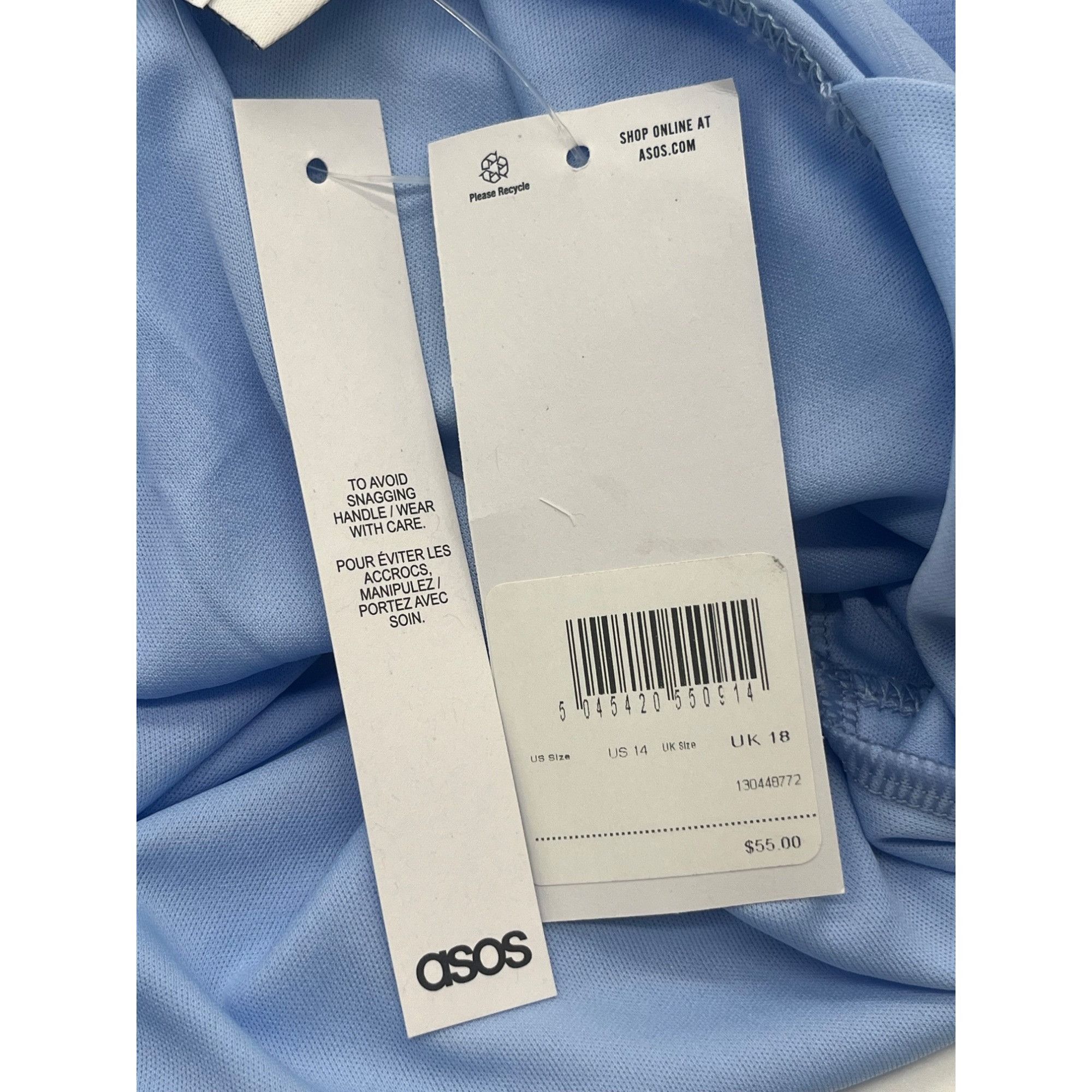 Other ASOS DESIGN high neck ruched mesh mini dress in blue, Sz. 14 Size XL / US 12-14 / IT 48-50 - 10 Thumbnail