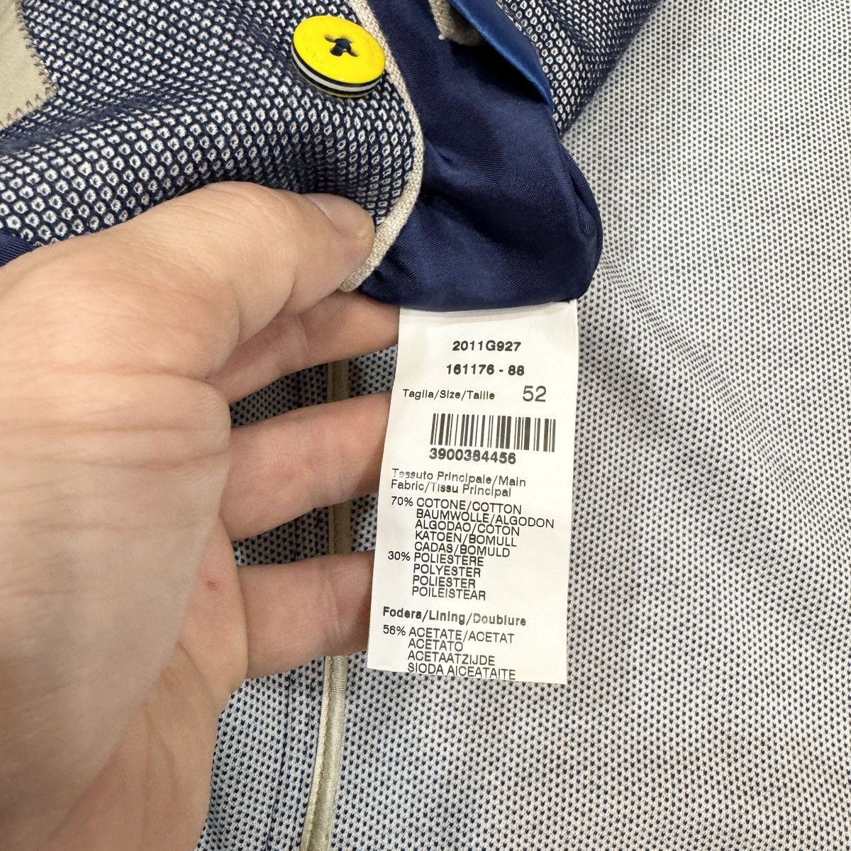 Designer × Paoloni Paoloni Mens Light Blue Jersey Jacket Blazer 52 size Size 52R - 13 Thumbnail