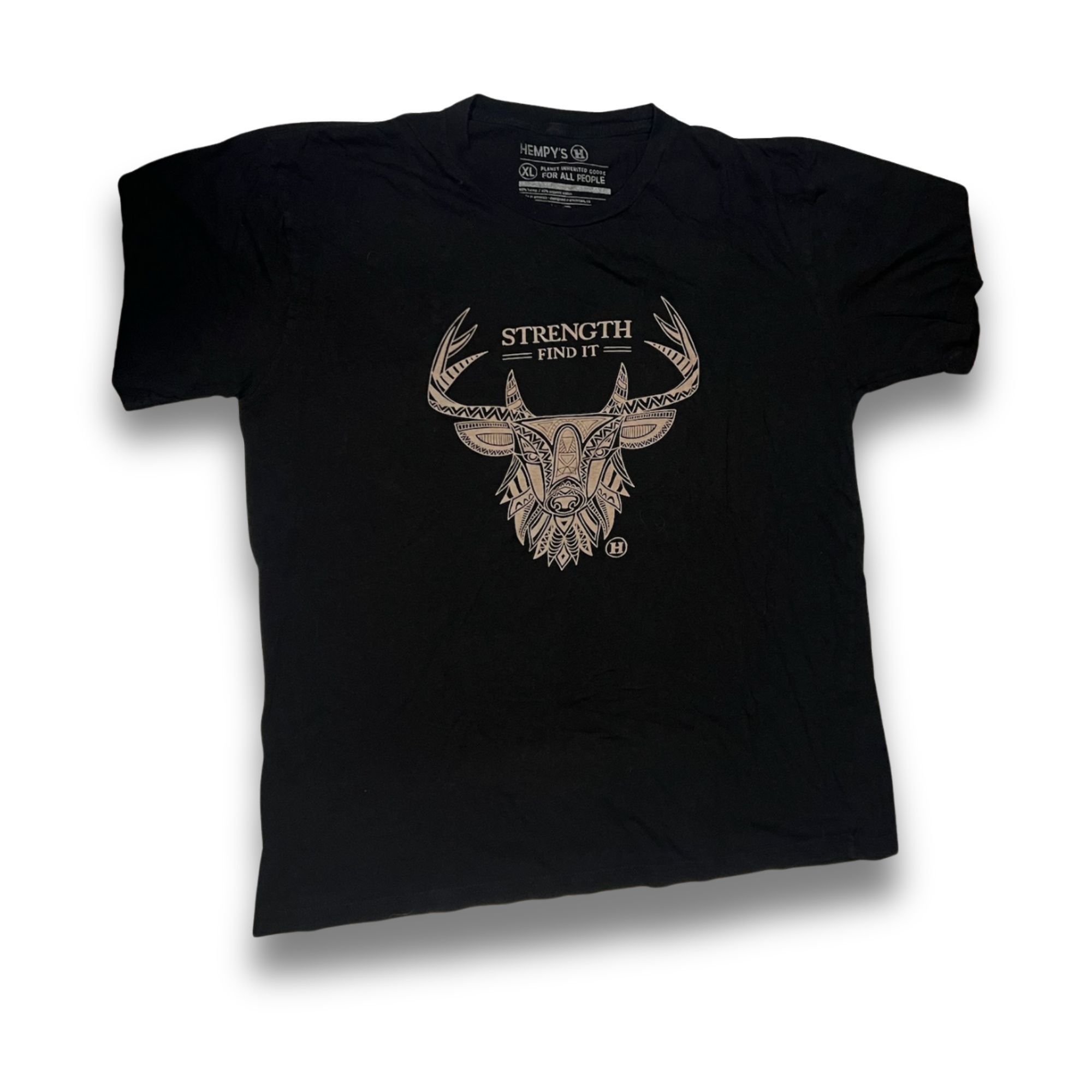 Other Hempys Black XL T-Shirt "Strength Find It" Design 100% Organ Size US XL / EU 56 / 4 - 2 Thumbnail