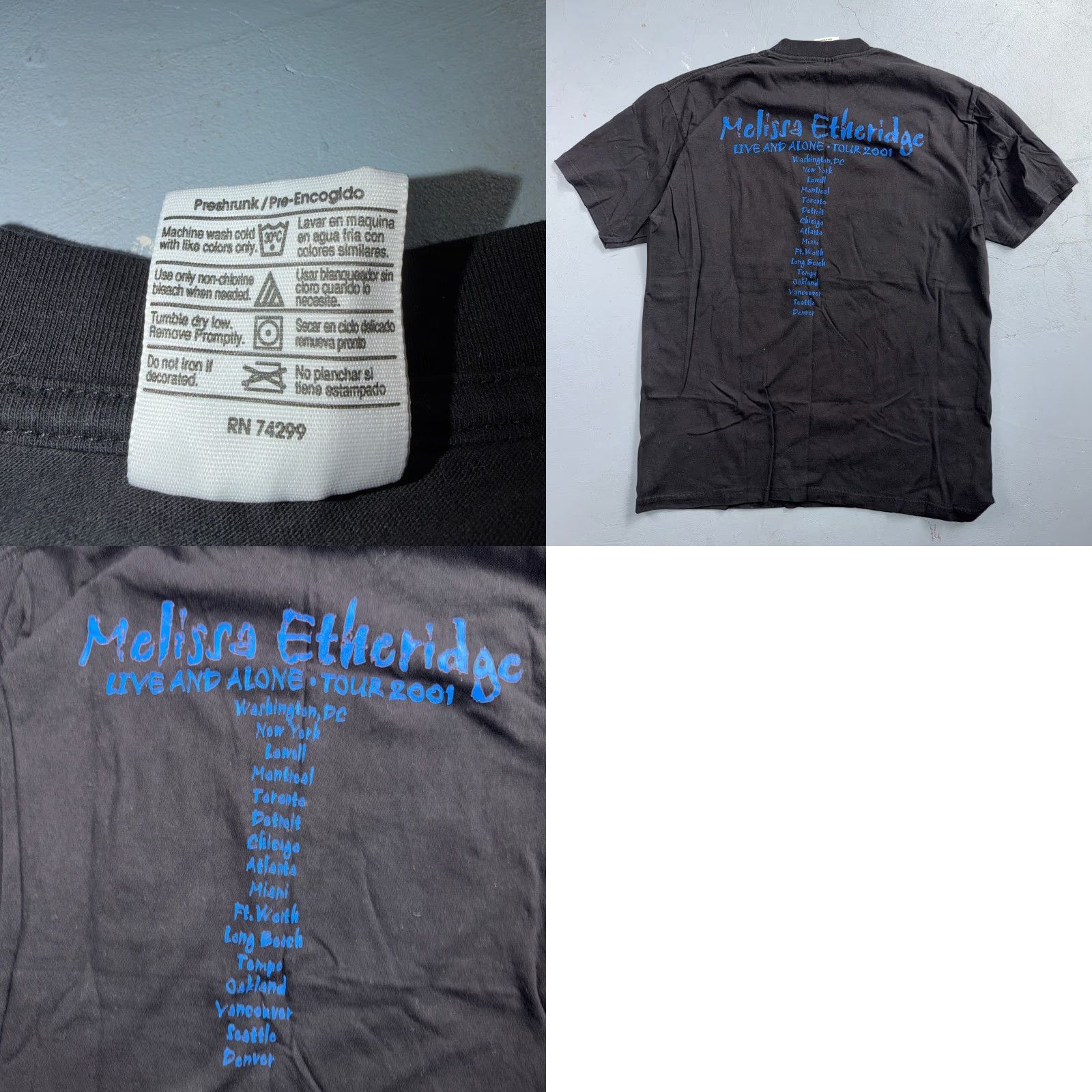 Melissa VINTAGE Melissa Etheridge Tour Shirt L Black Crew Neck Short Sleeve T-Shirt Men Cygnus Band Tee 2001 Size US L / EU 52-54 / 3 - 8 Thumbnail
