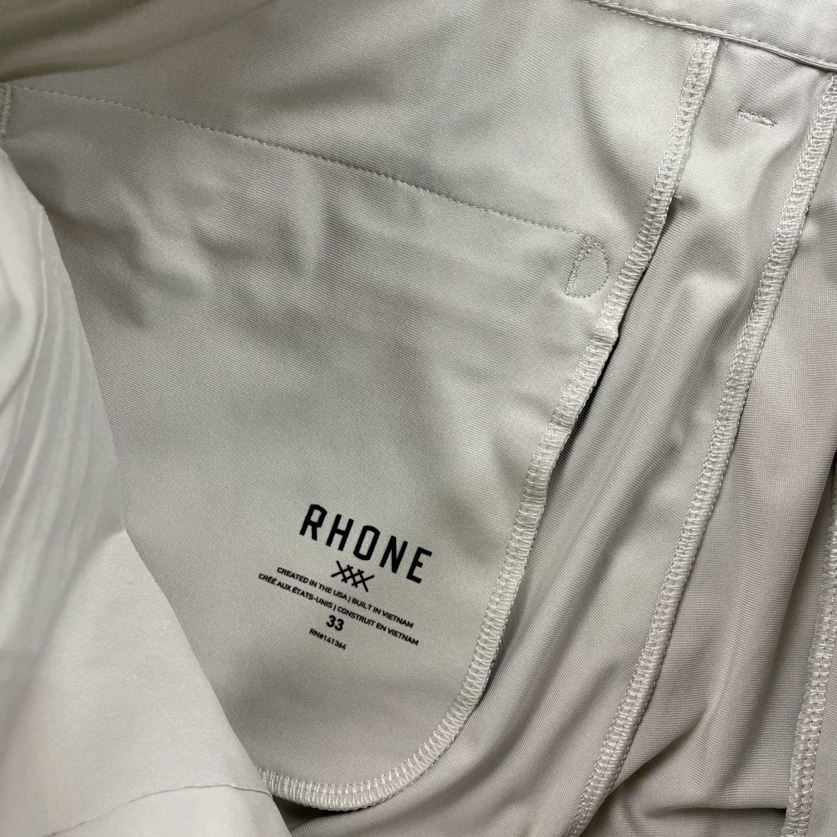 Rhone Rhone Mens Chino Pants 33x31 Beige Slim Preppy Casual Button Flat Front 5-Pocket Logo Travel Golf Size US 33 - 4 Thumbnail