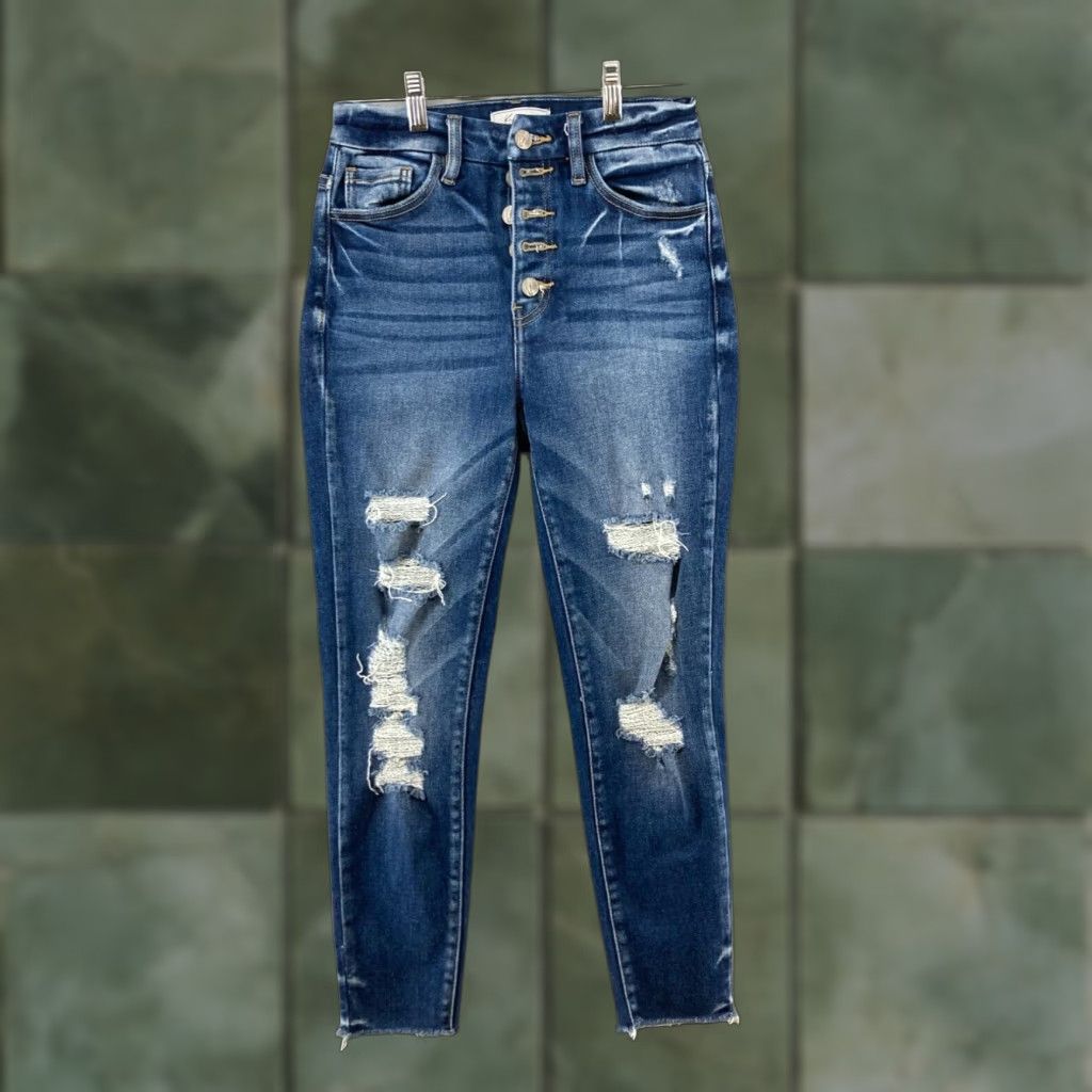 Vintage RanCan Kurvy Signature Women Ultra High Rise Ankle Skinny Jeans 25 Size 42" / US 20 - 1 Thumbnail