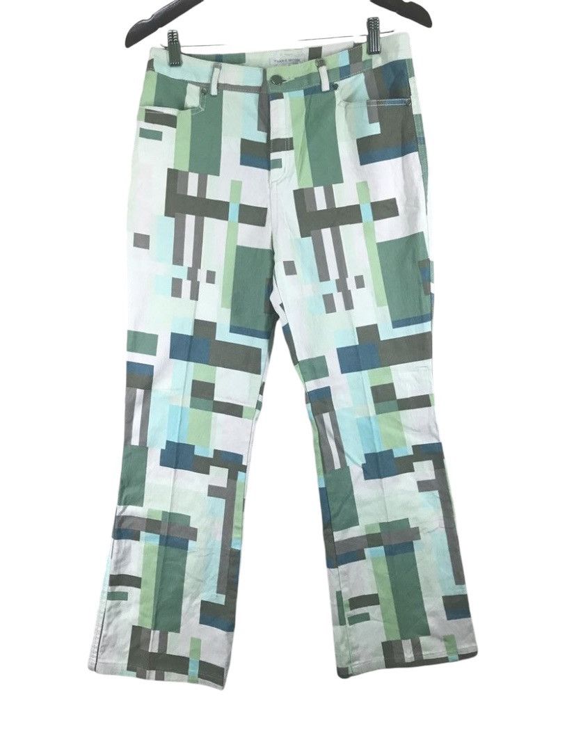 Designer × Japanese Brand × Vintage FAMOUS GREEN ABSTRACT FLARED BY TRANS WORK Size 30" / US 8 / IT 44 - 1 Thumbnail