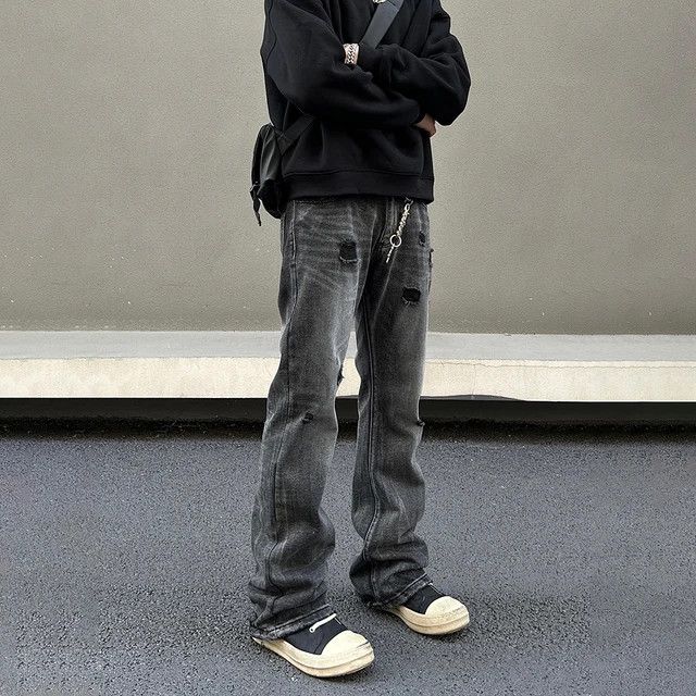 Designer × Japanese Brand × Jean Ripped Jeans Men Black Streetwear Y2k Denim Pants Size US 34 / EU 50 - 5 Thumbnail