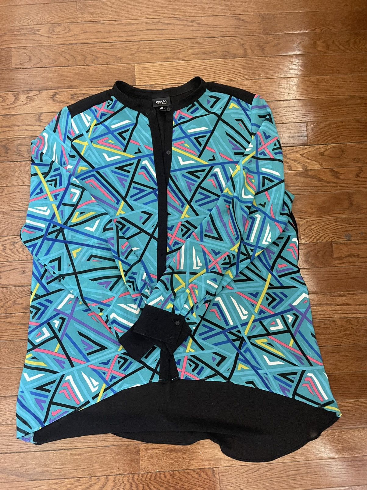 Nicole Miller Nicole Miller black and multi-colored sheer blouse Size XL / US 12-14 / IT 48-50 - 1 Thumbnail