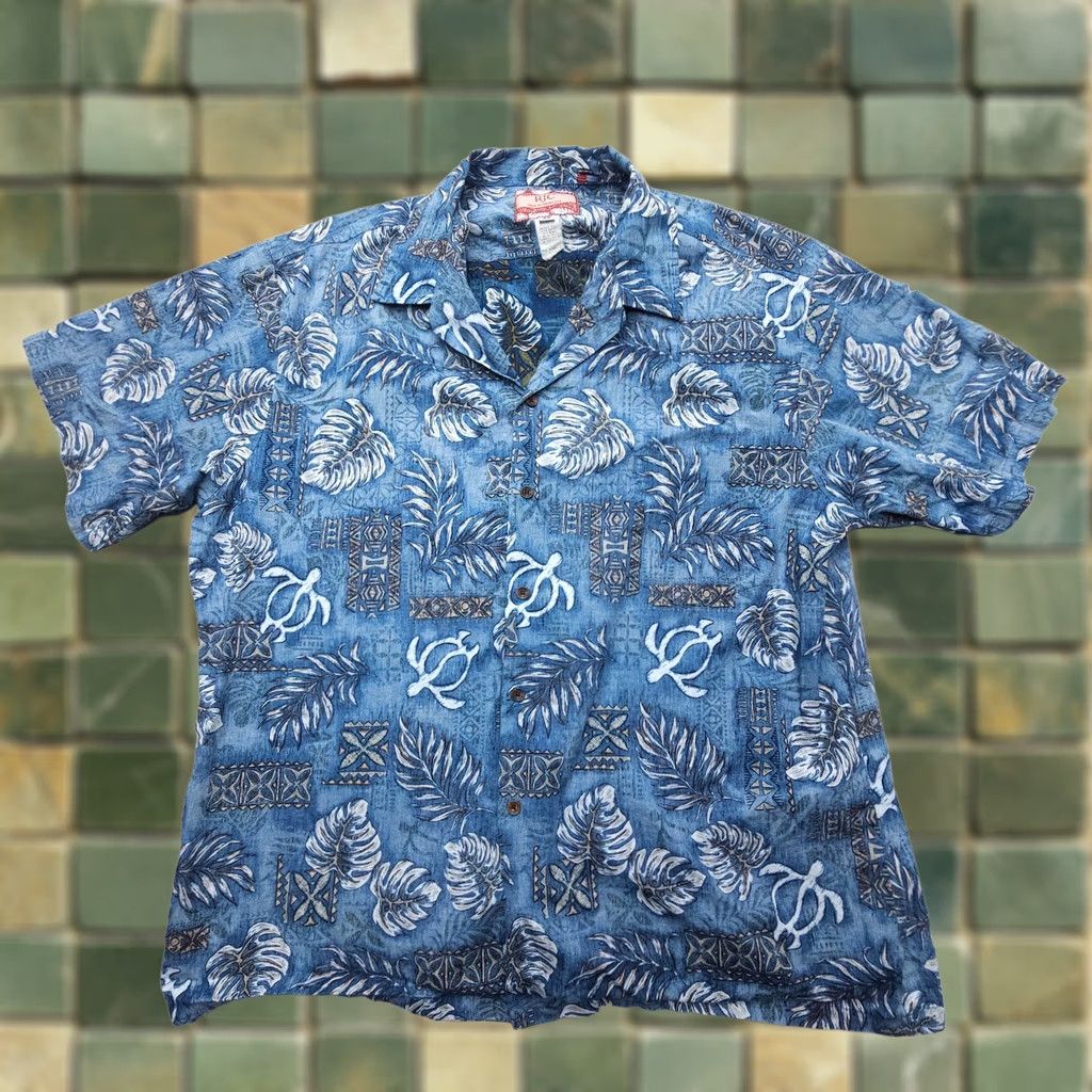 Vintage VINTAGE RJC Hawaiian Shirt Mens 3X Tropical Sea Turtle Print Blue Made USA Travel Size US XXL / EU 58 / 5 - 1 Thumbnail