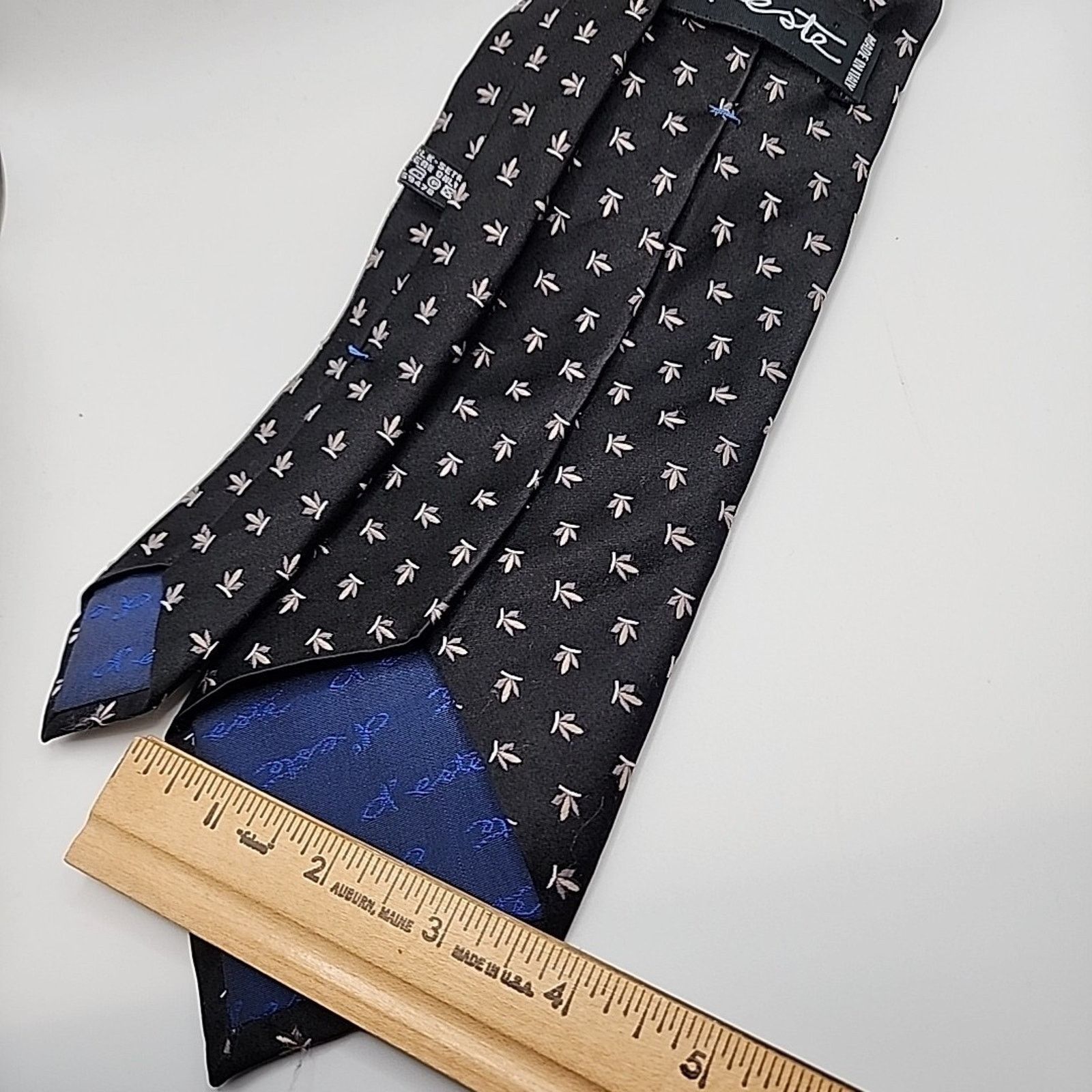 Other D'Este Black Fleur de Lis Silk Necktie Italy Like New Size ONE SIZE - 3 Thumbnail