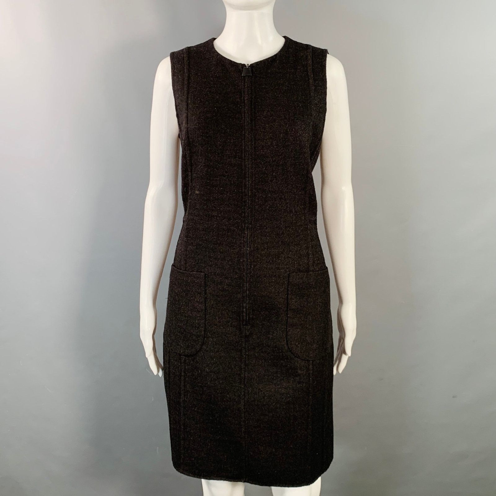 Akris AKRIS Brown Mulberry Silk Plaid Reversible Zip Up Dress Size XL / US 12-14 / IT 48-50 - 3 Thumbnail